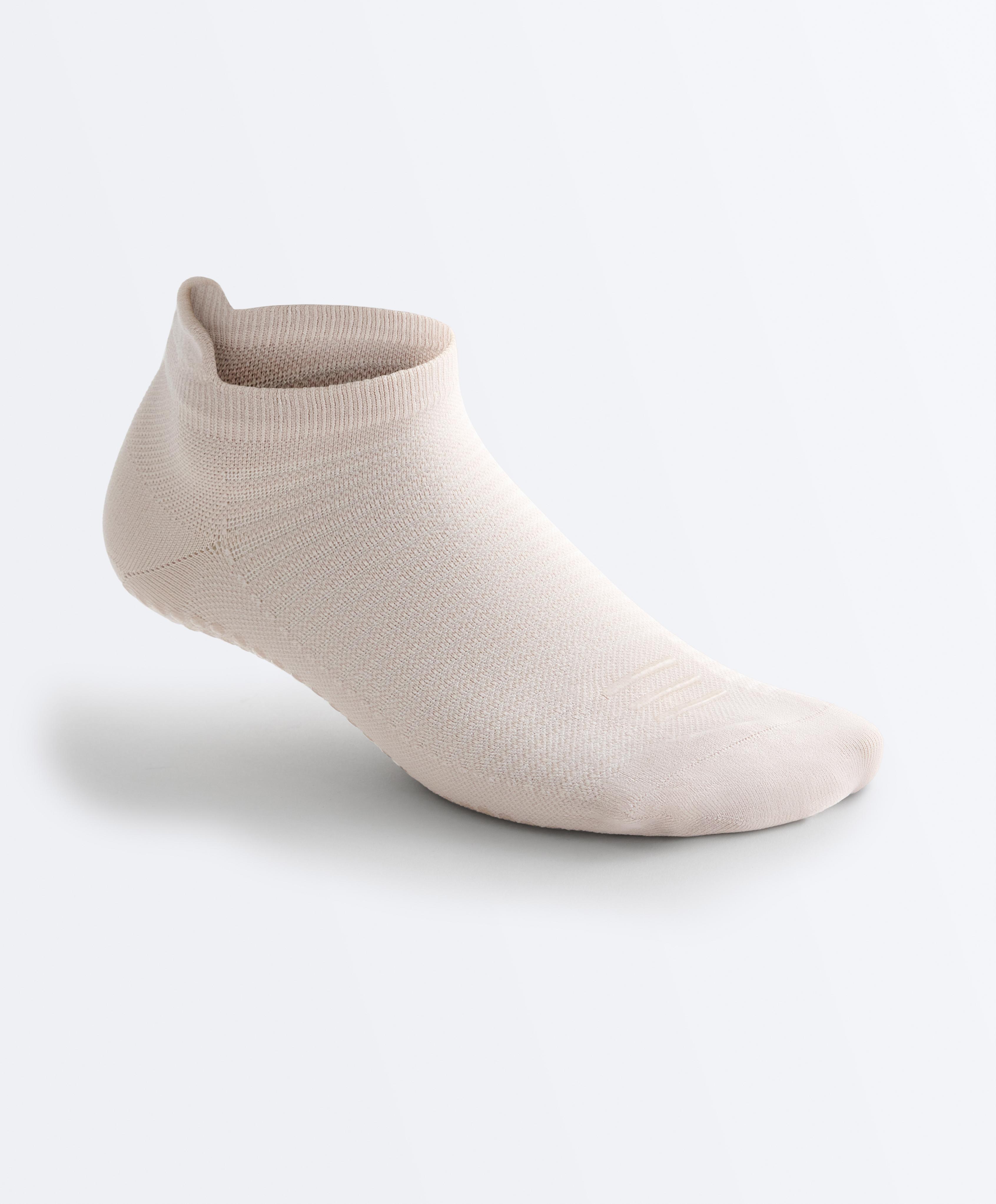 2 pairs of polyamide blend yoga and Pilates sneaker socks — LIGHT STONE