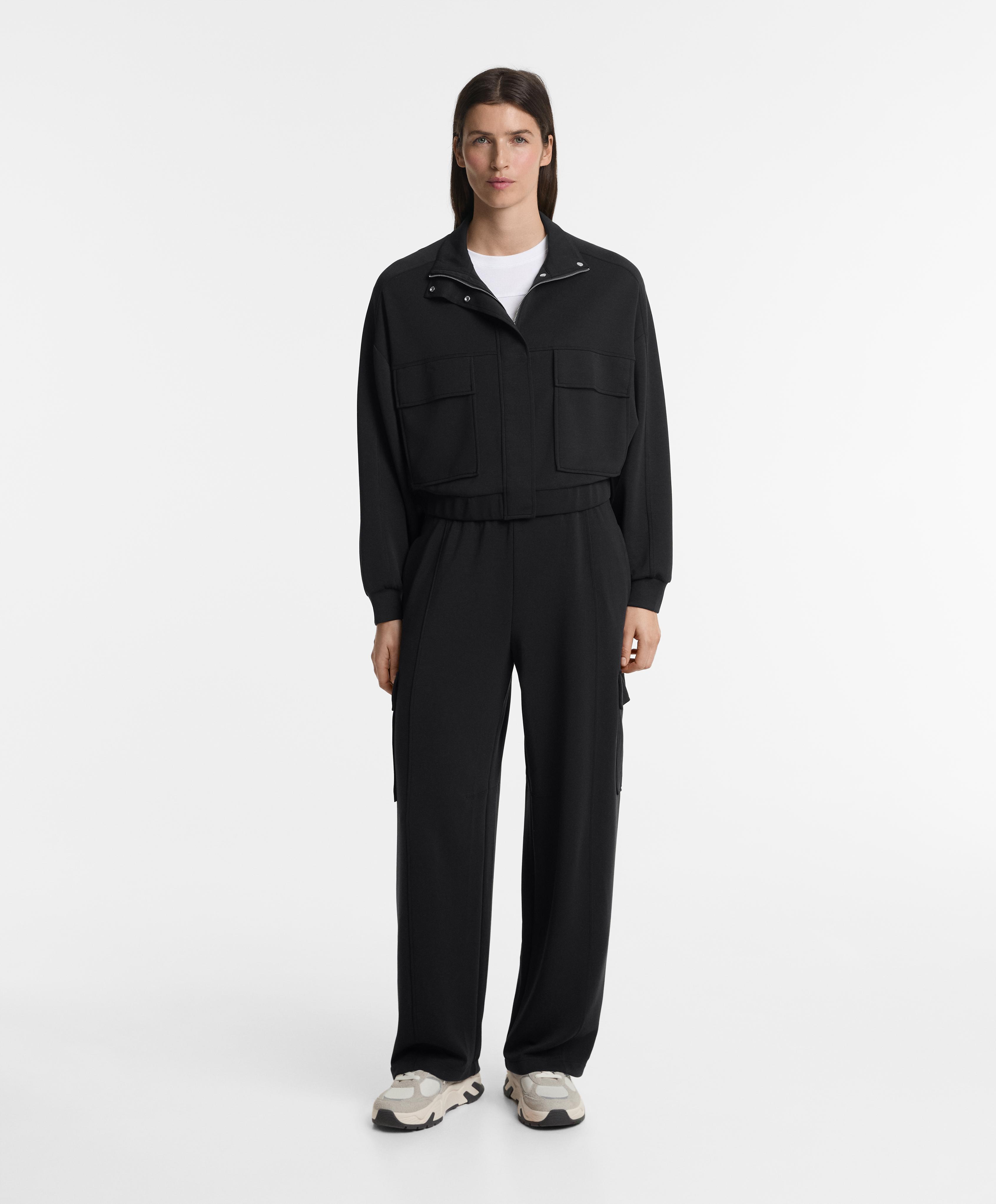 Black cargo barrel tracksuit