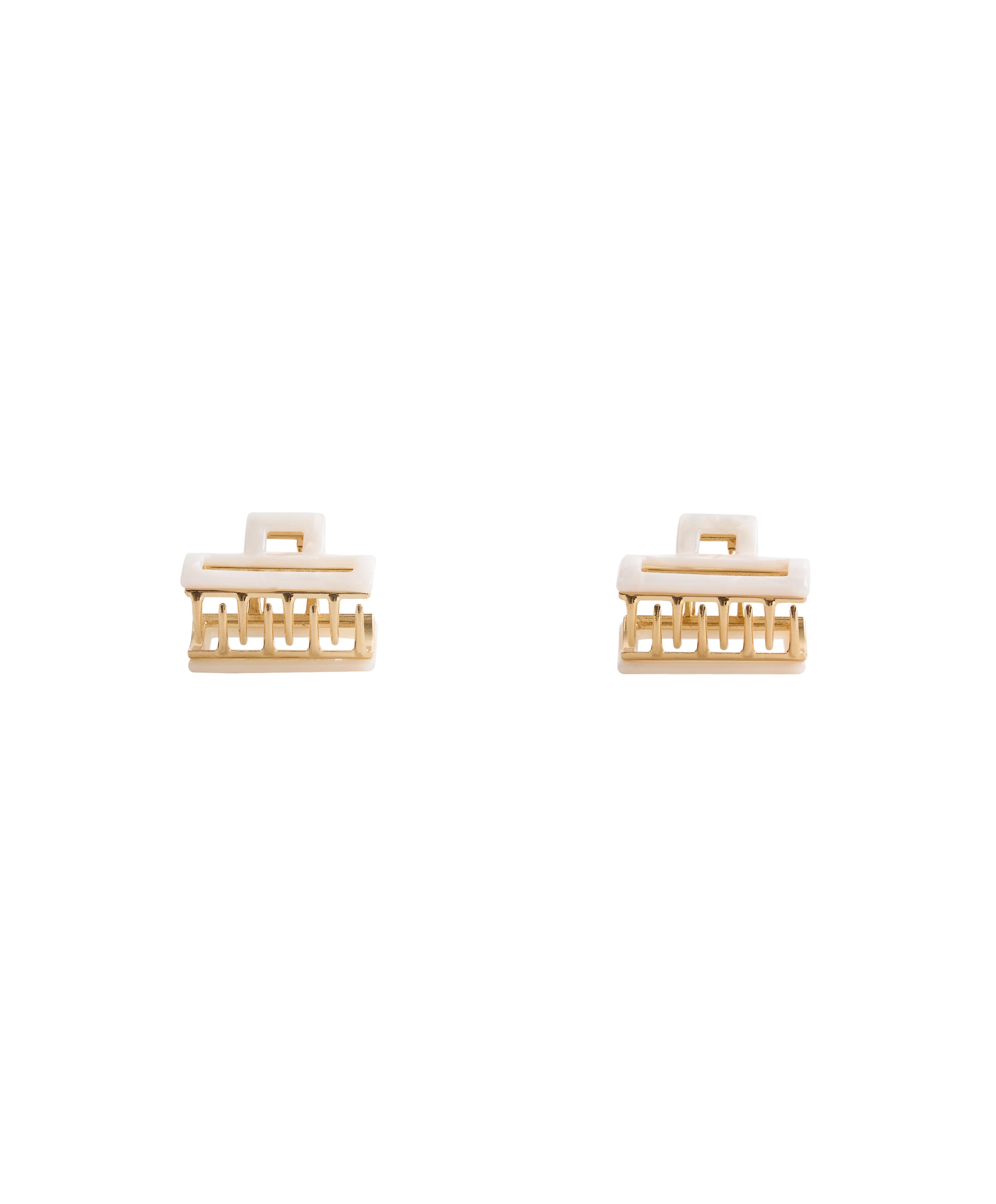 2 square metallic hair clips — QUARTZ