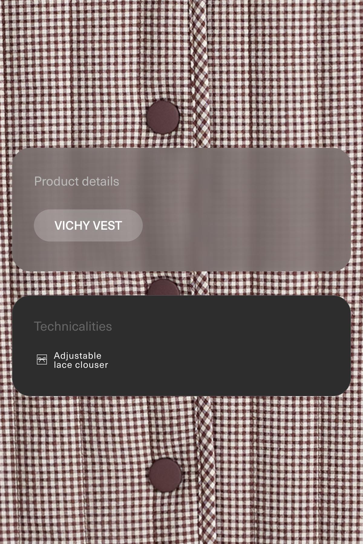Gingham quilted gilet — MID-BROWN