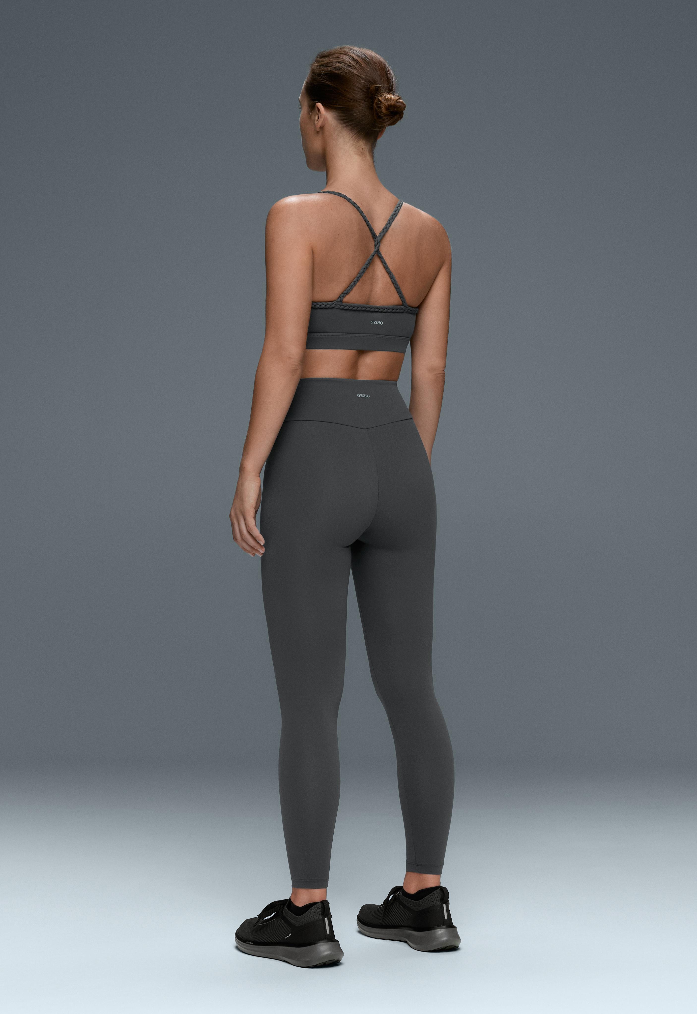 Medium-support braided Comfortlux sports bra — STEEL GREY