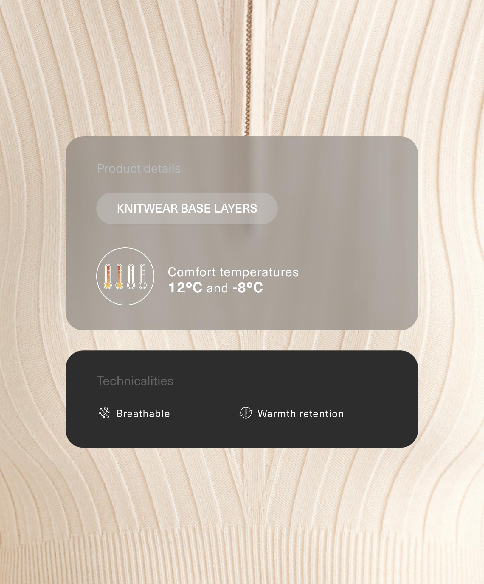 Thermal base layer rib knit T-shirt with peak