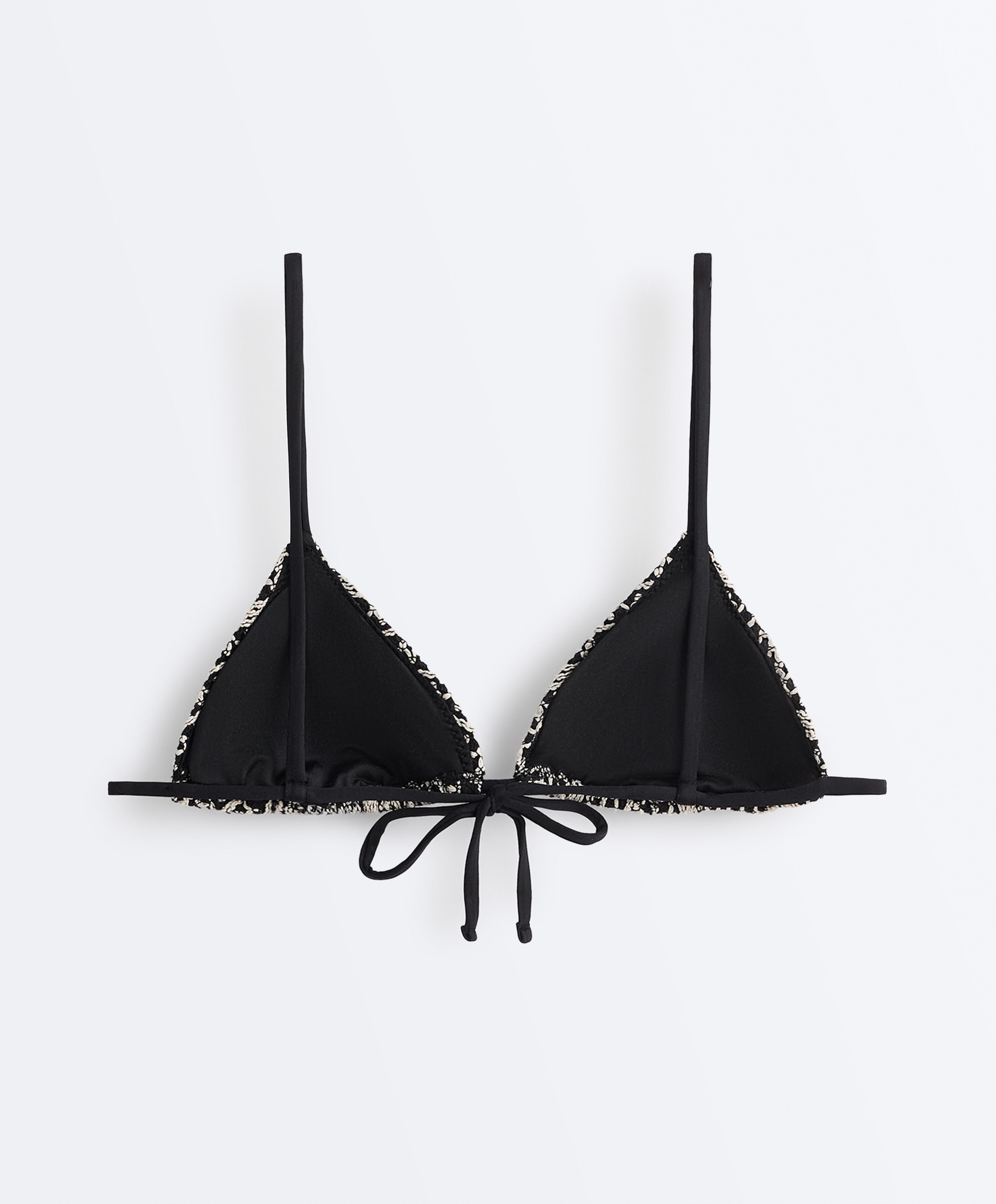 Crochet triangle bikini top — BLACK