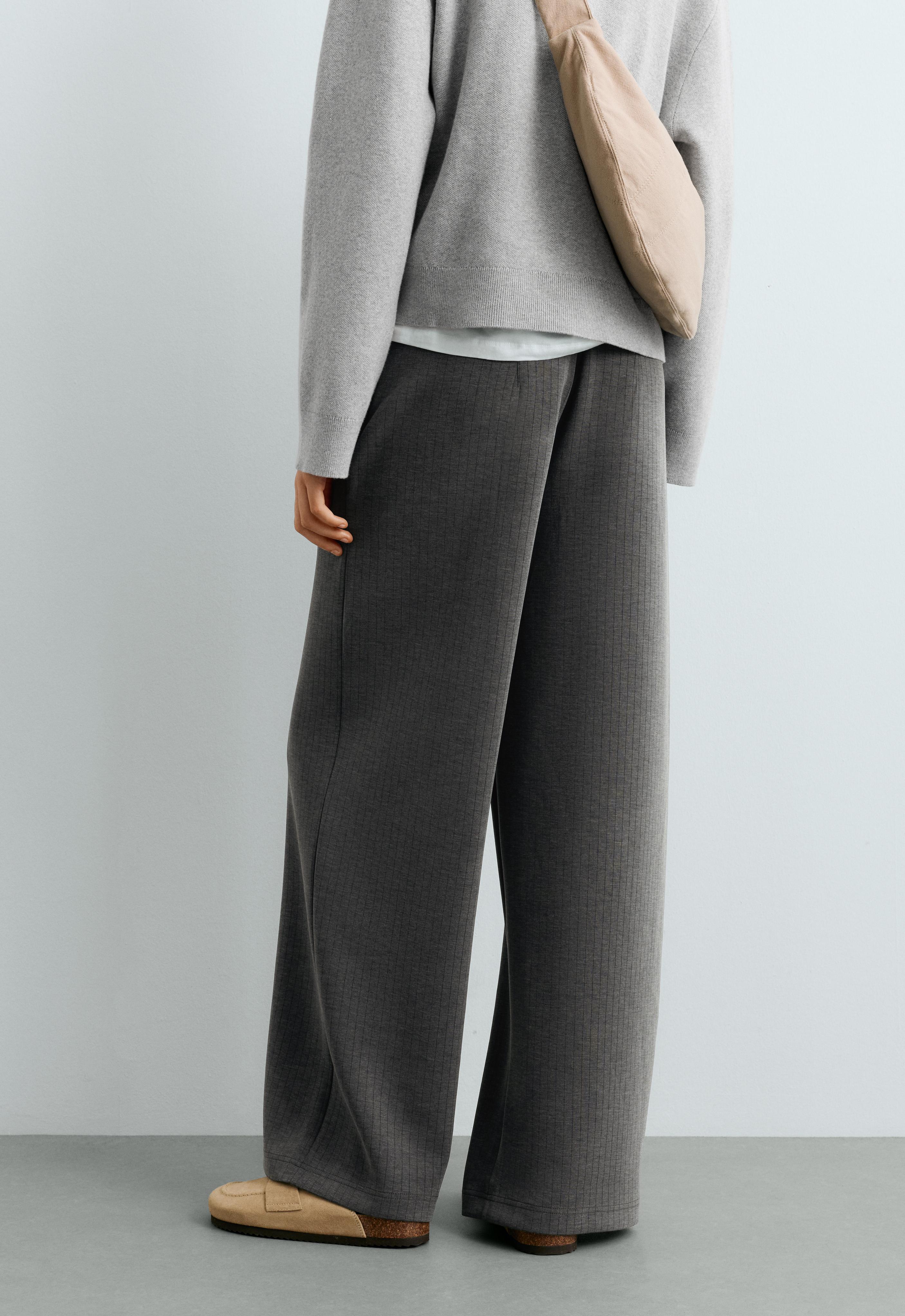 Super high-rise striped modal trousers — ASPHALT GREY