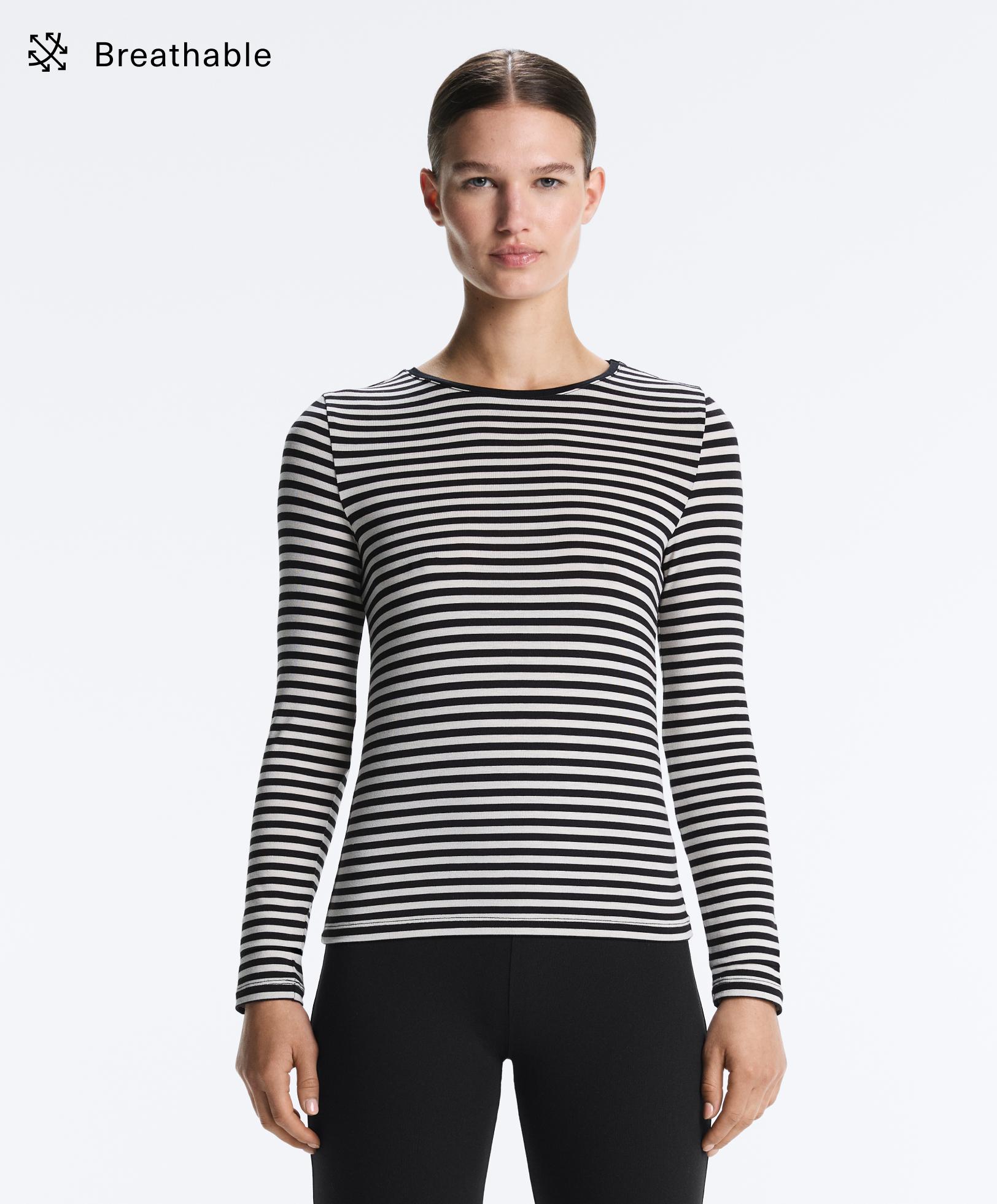 T-shirt à manches longues rayé fitted