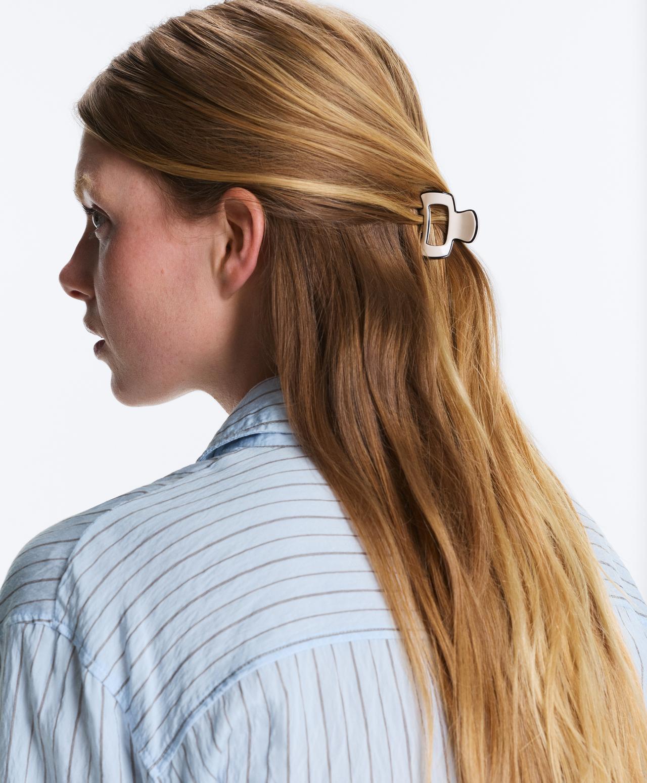 2 mini piping hair clips — CREAM