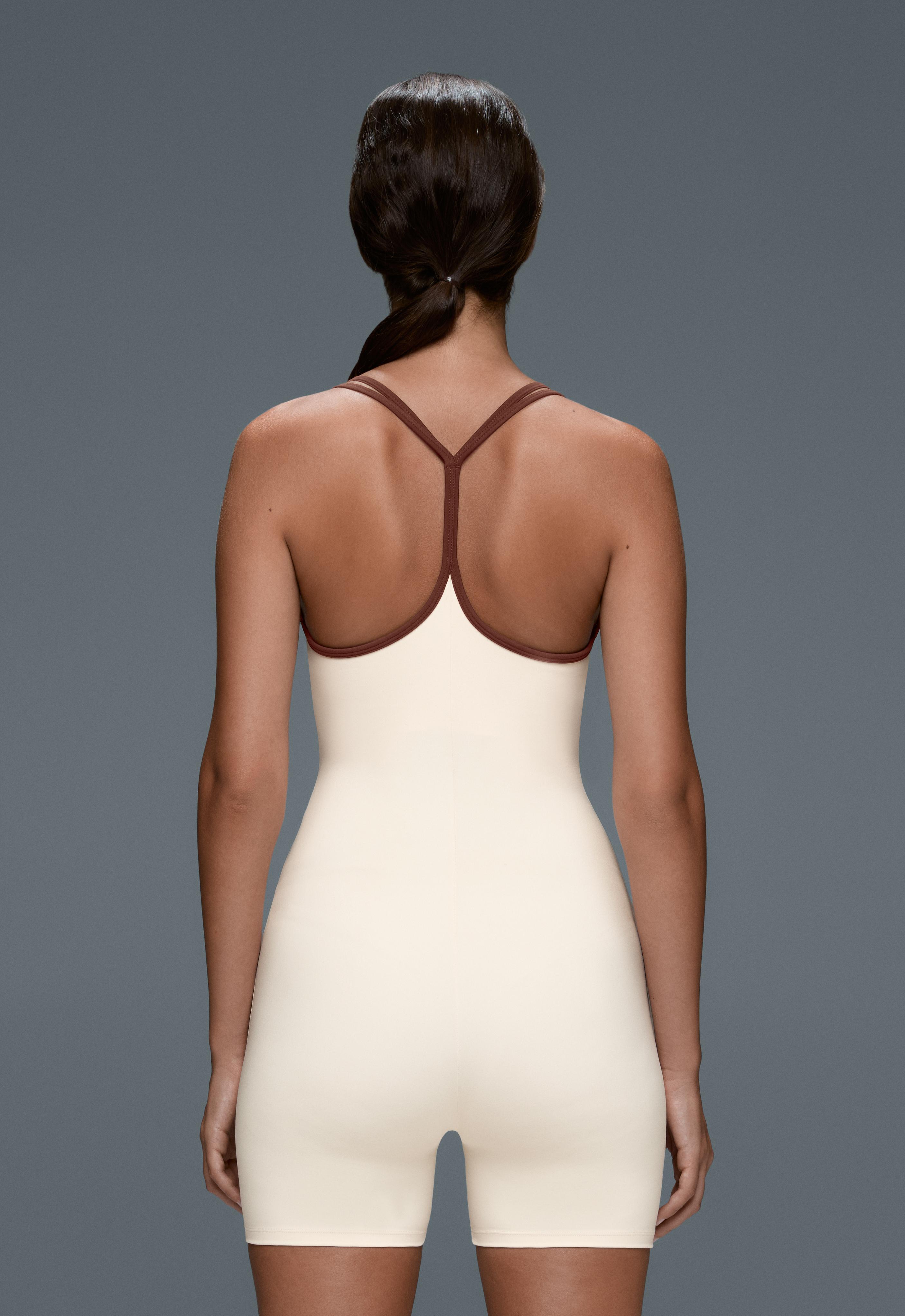 Comfortlux short jumpsuit with contrast double straps - Sale Comfortlux short jumpsuit with contrast double straps - Sale