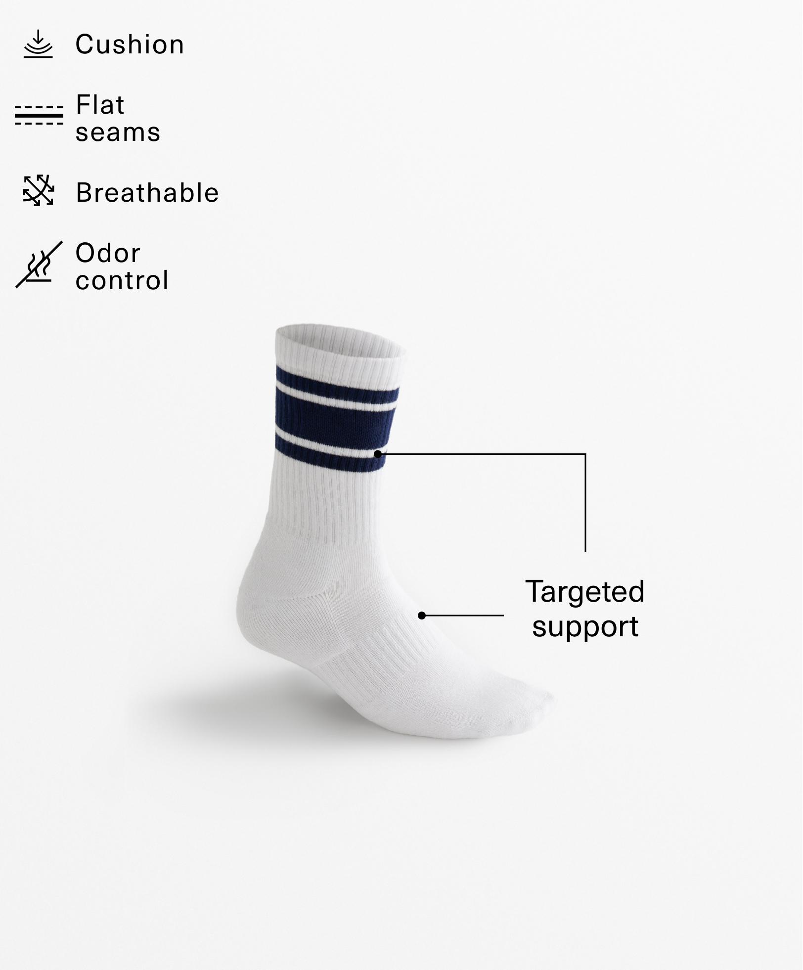 Striped rib classic sports socks in a cotton blend