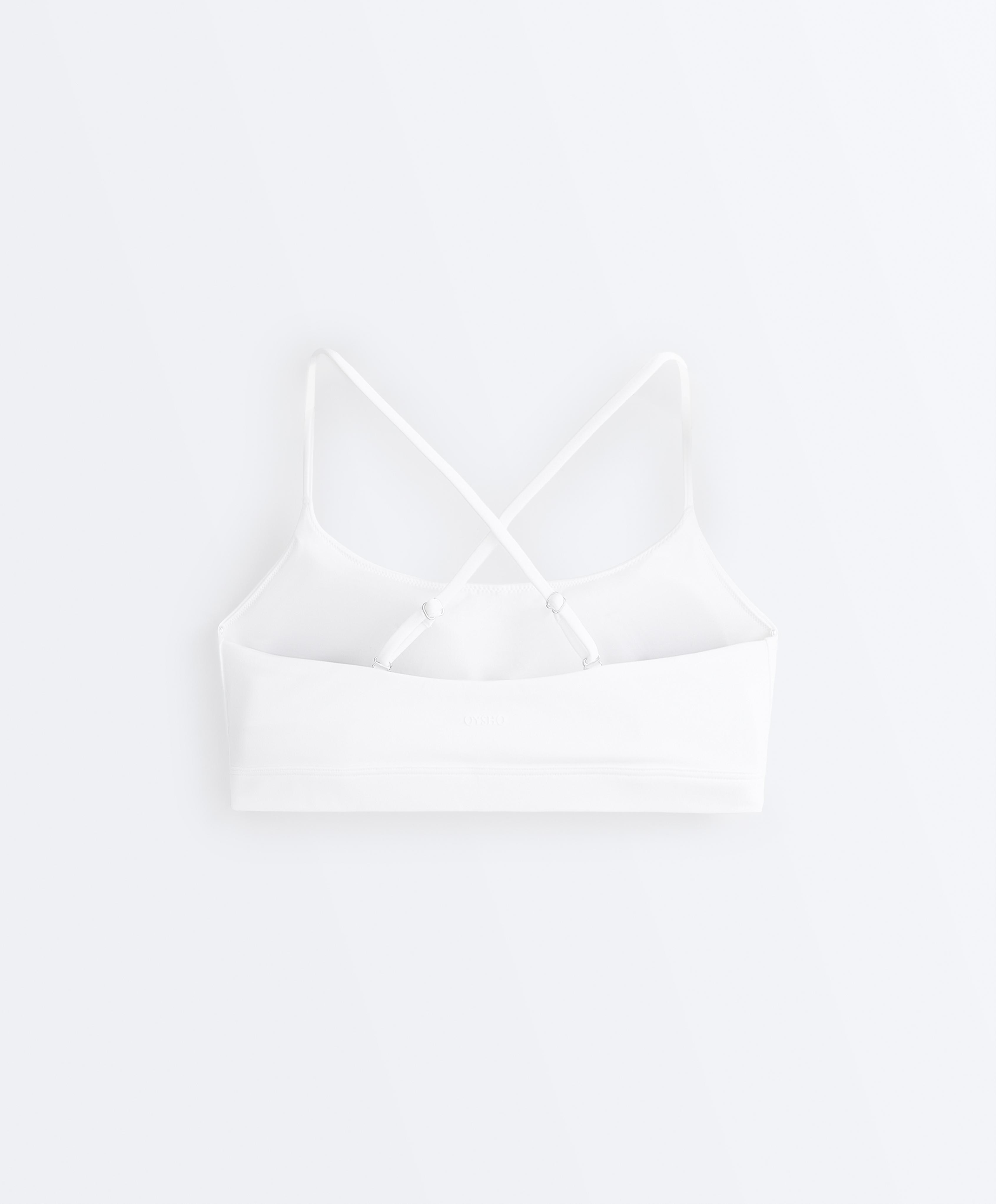 Low-support Comfortlux sports bra with crossover straps — WHITE