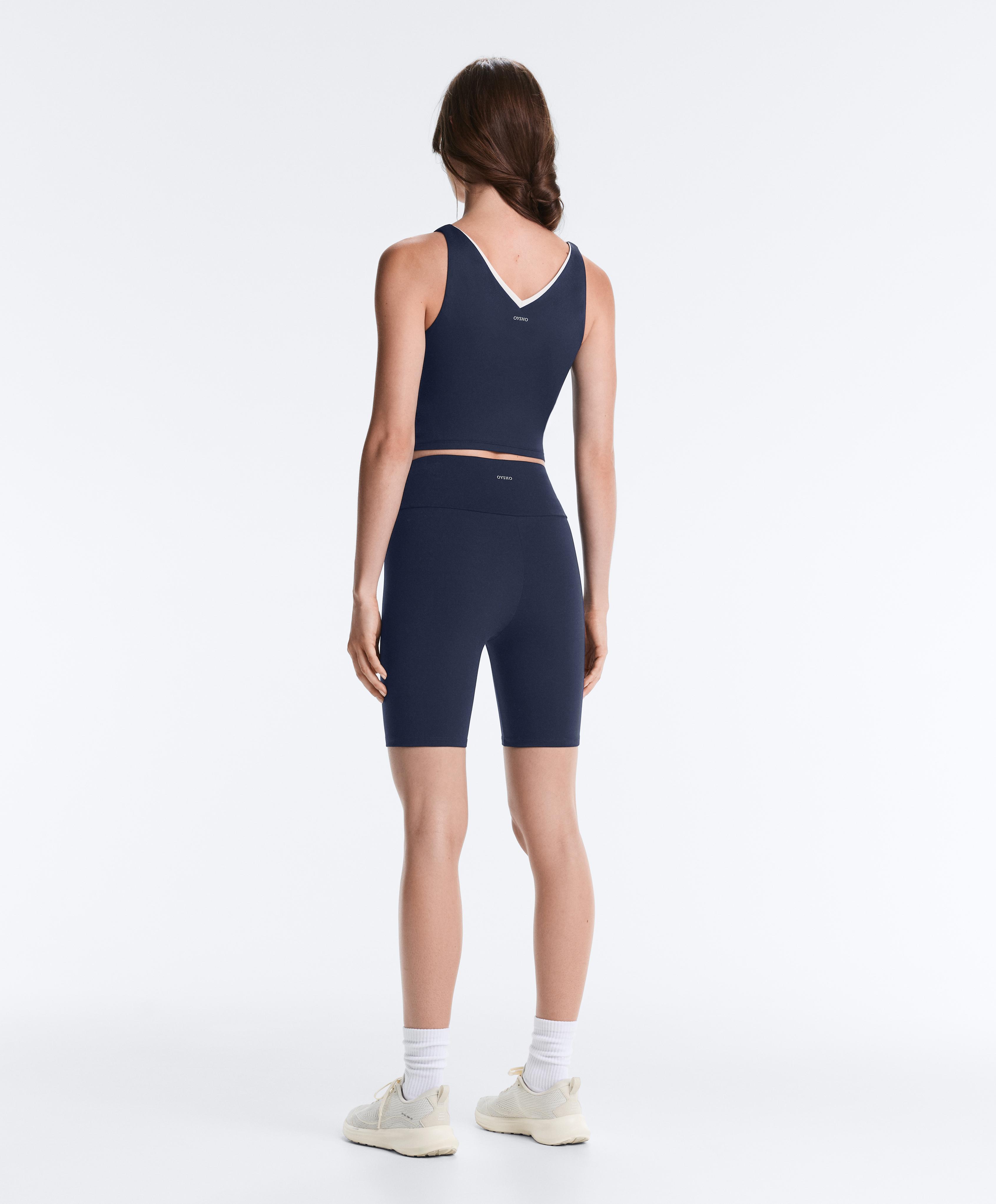 Comfortlux V-neck strappy tank top — NAVY BLUE