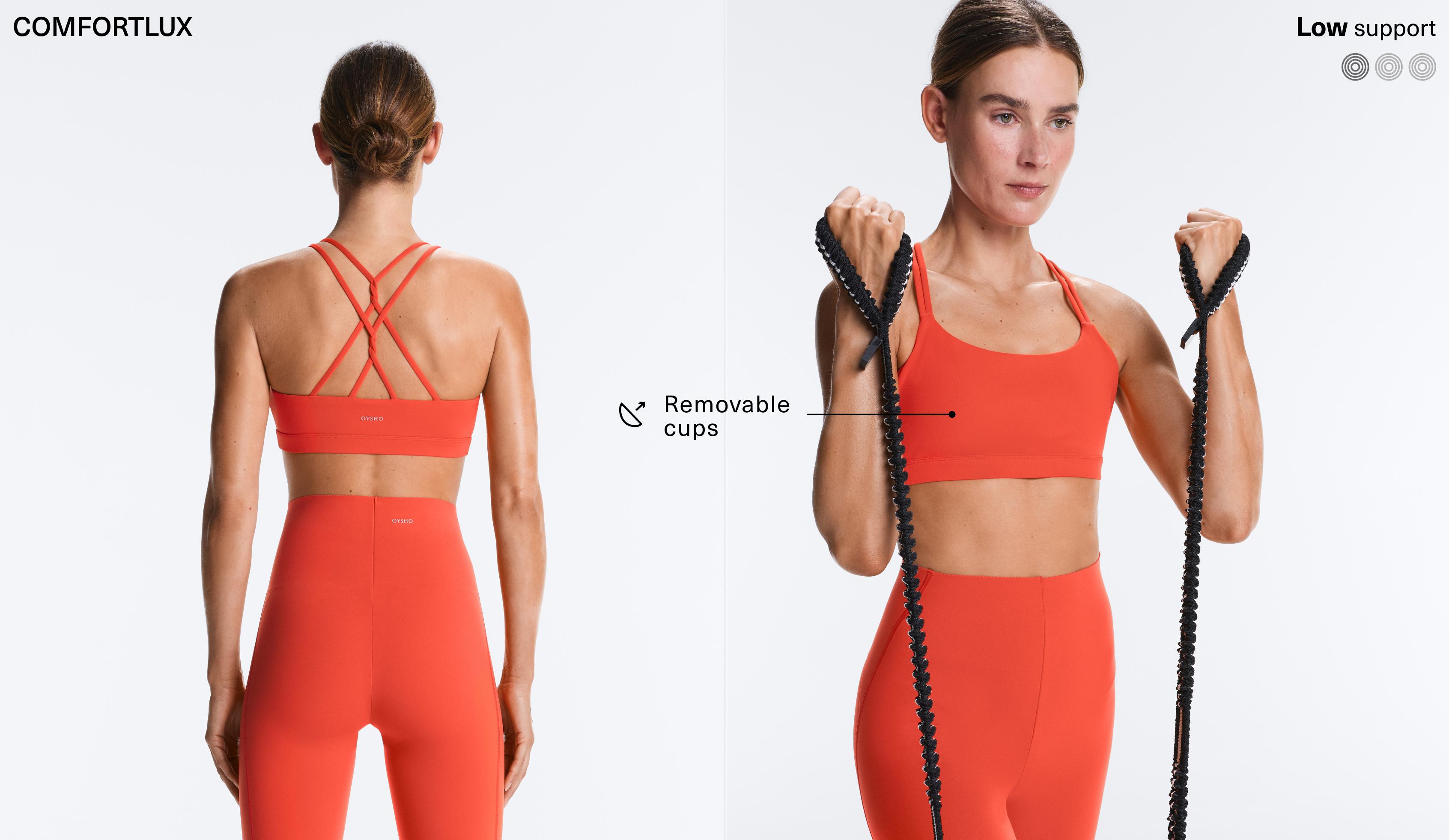 Comfortlux low-support crossover strap sports bra — BRIGHT ORANGE