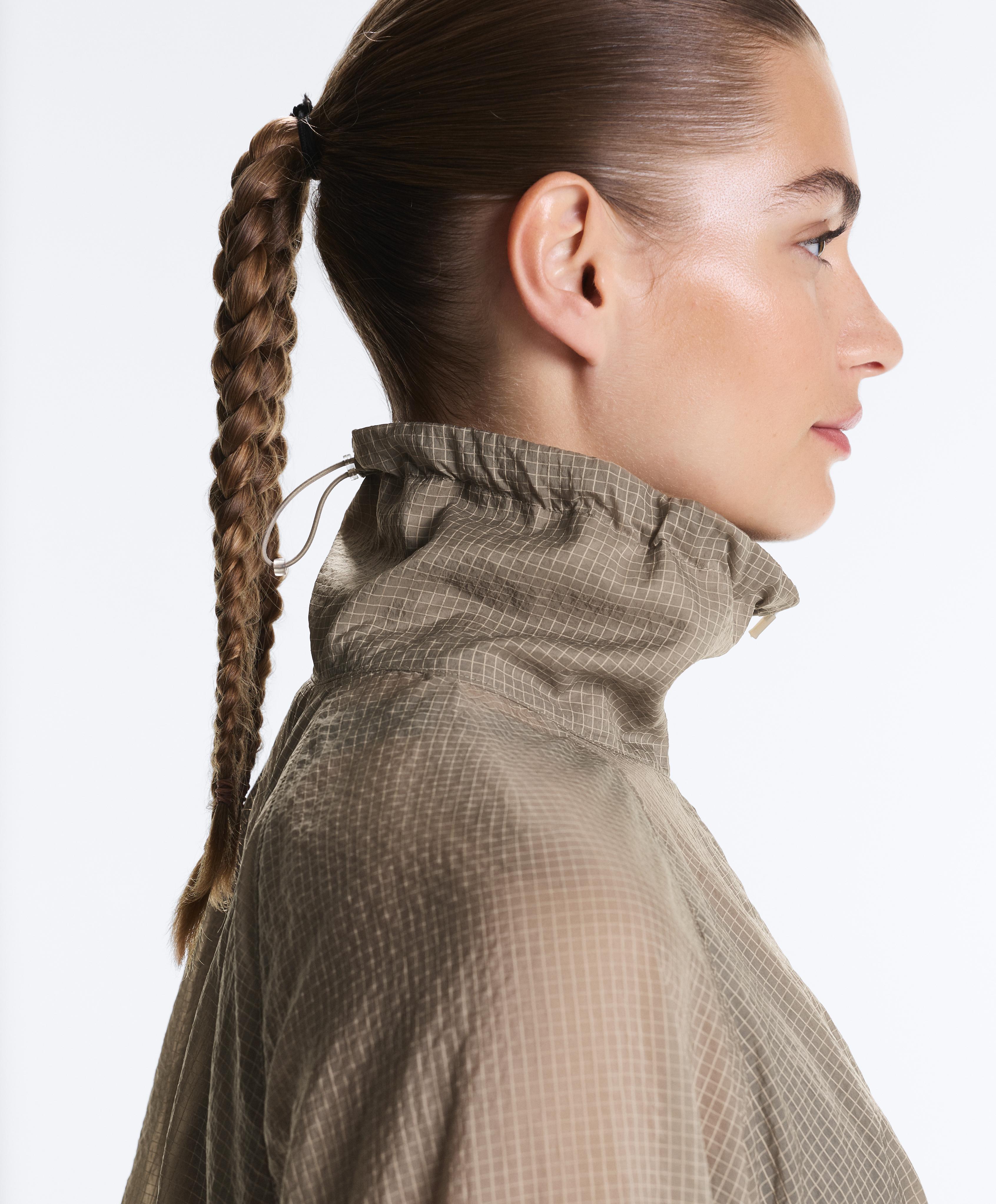 Check track jacket — MINK GREY