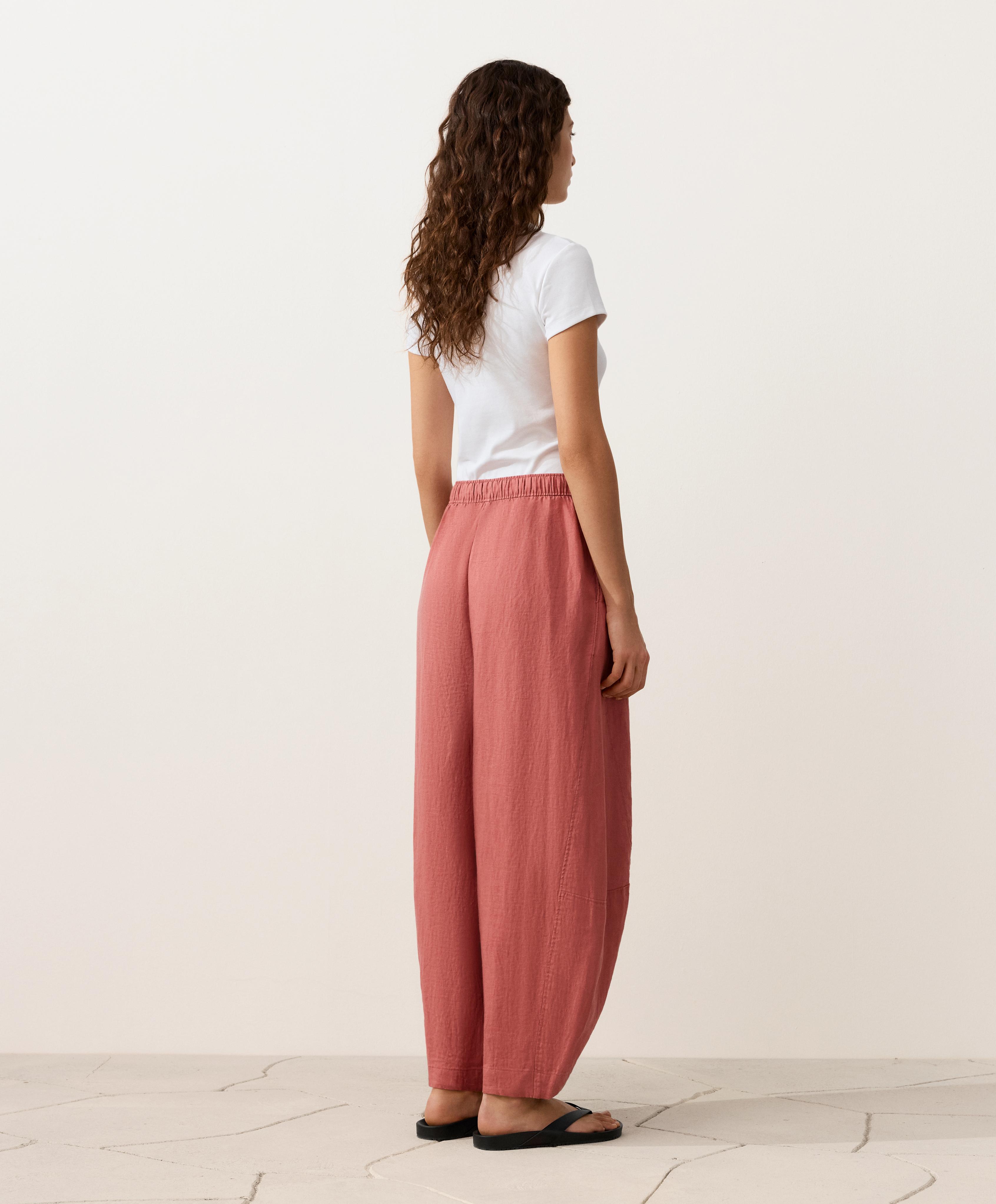 100% linen balloon trousers — CORAL