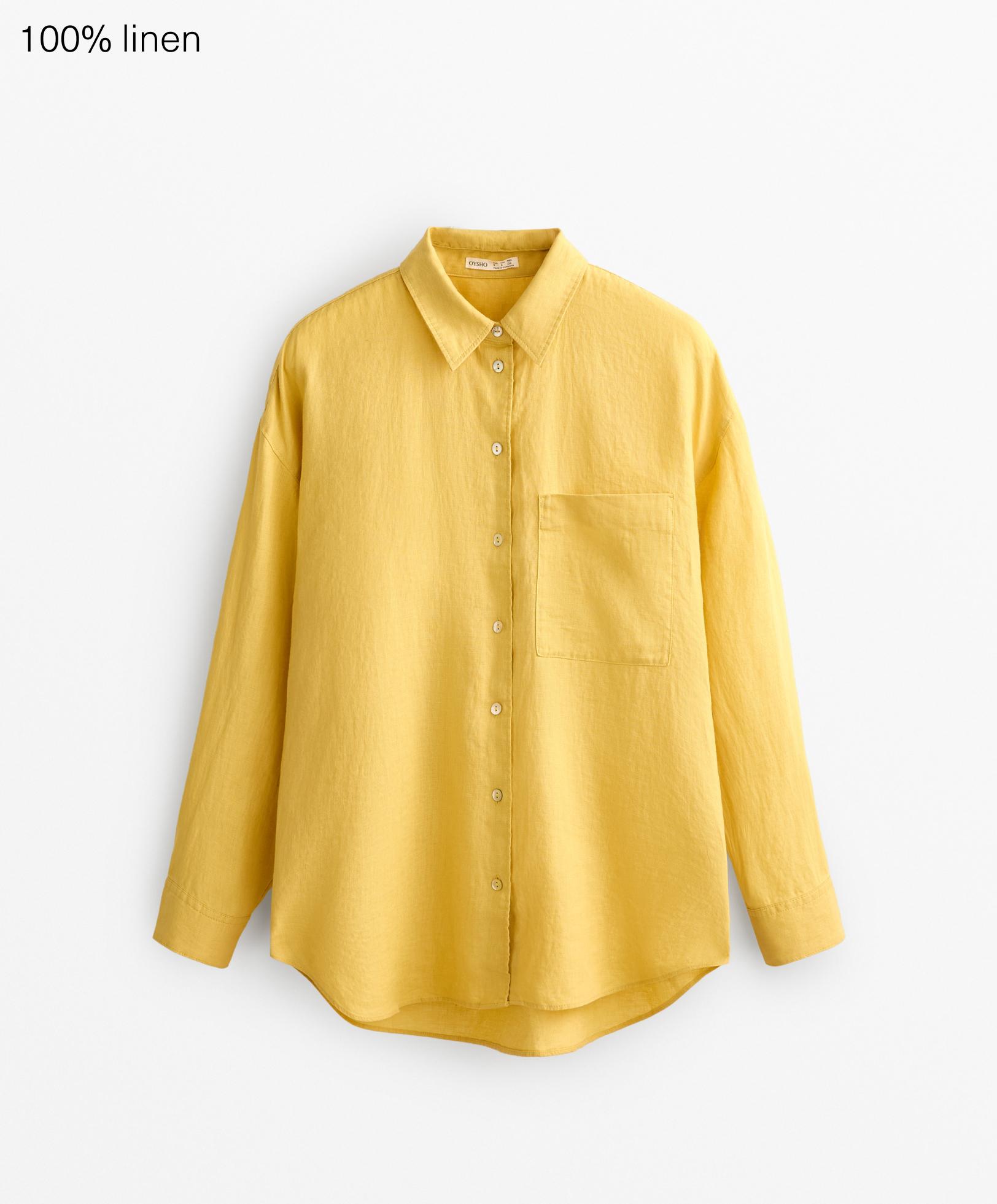 100% linen long-sleeved shirt