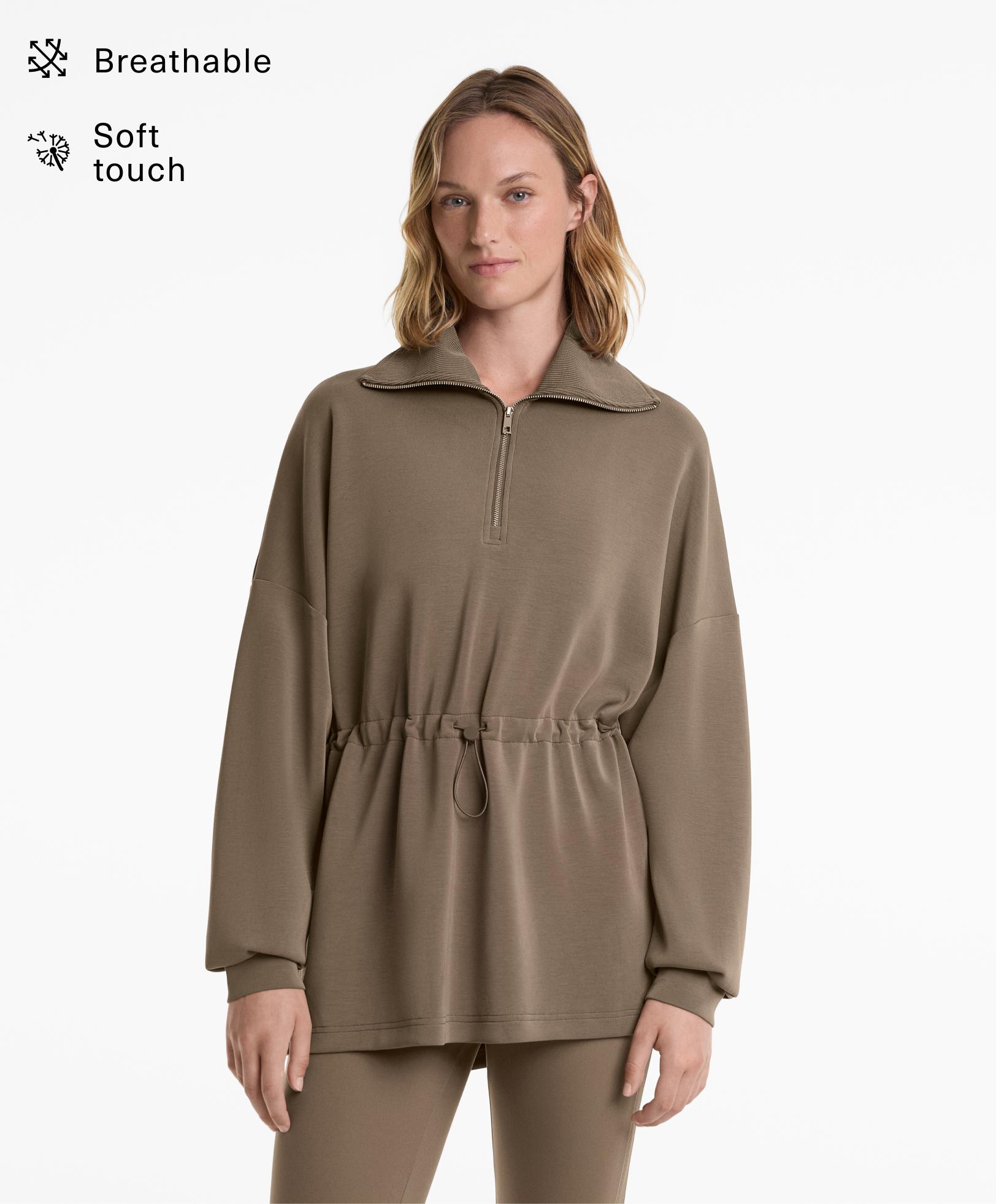 Half-zip sweatshirt with soft touch modal