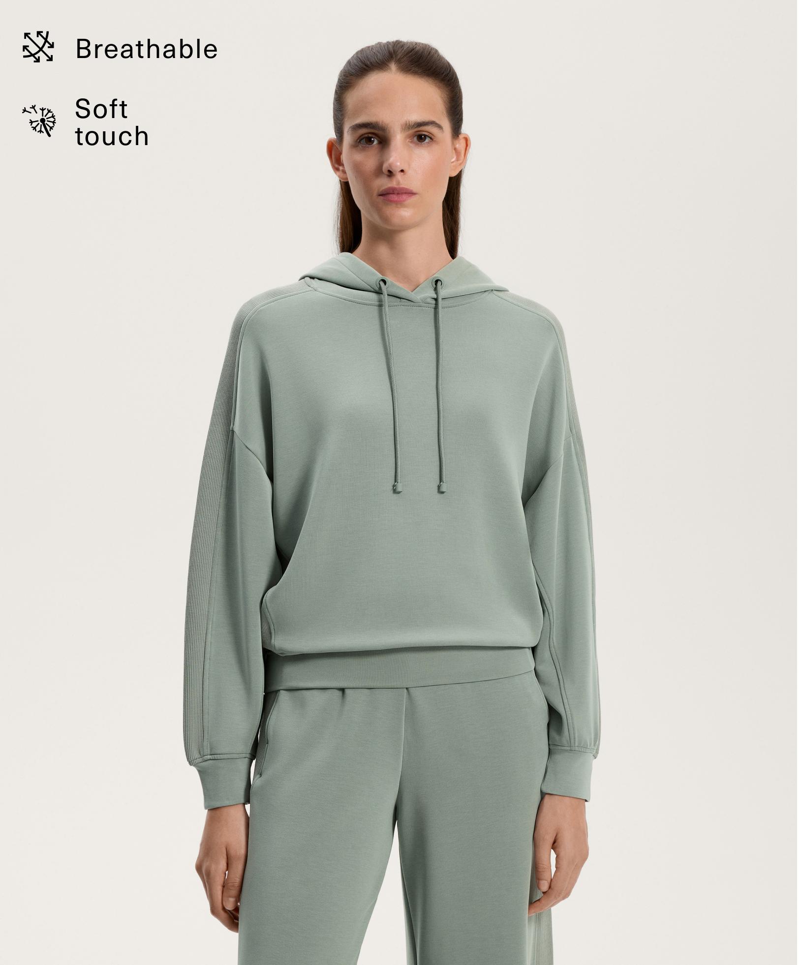 Boxy rib detail hoodie in soft modal