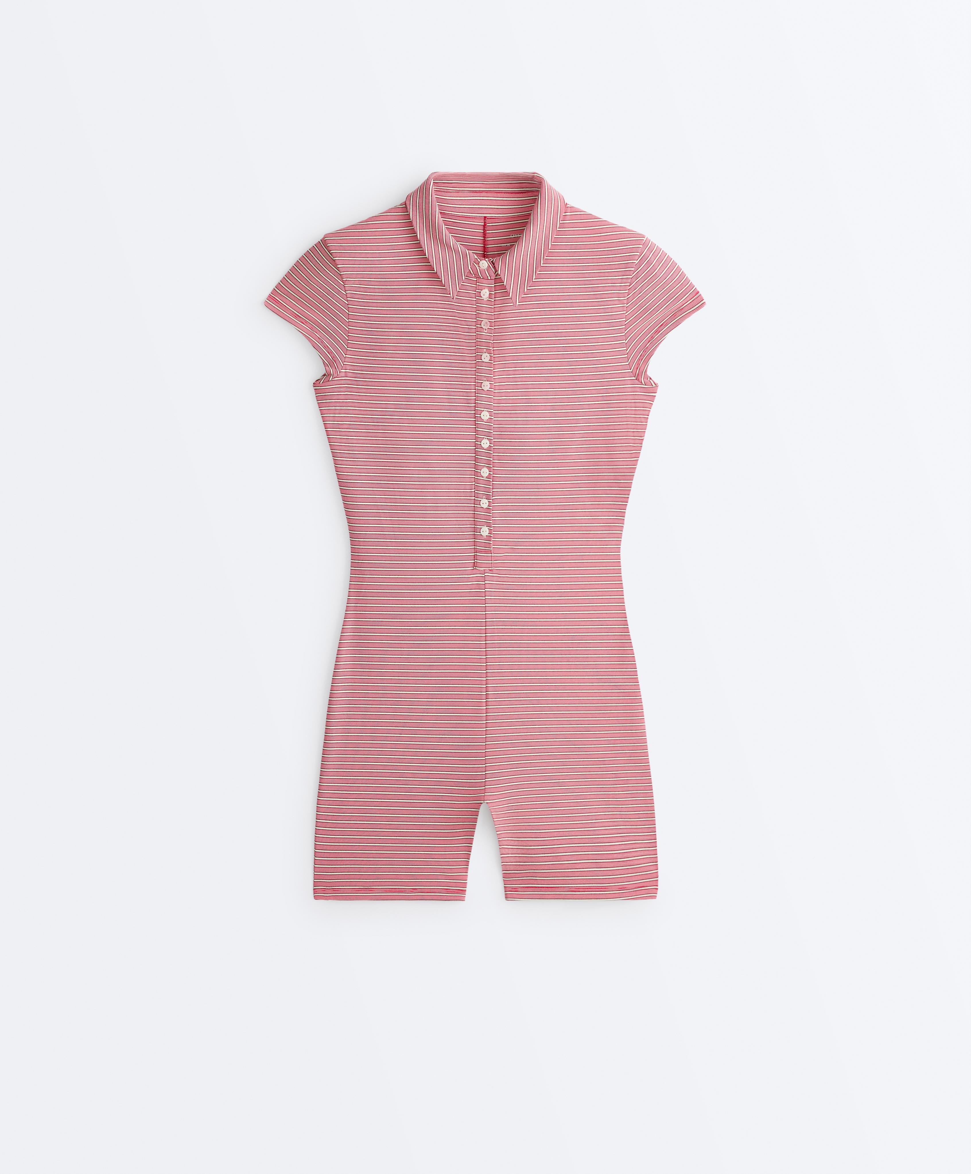 Comfortlux striped short jumpsuit — RED