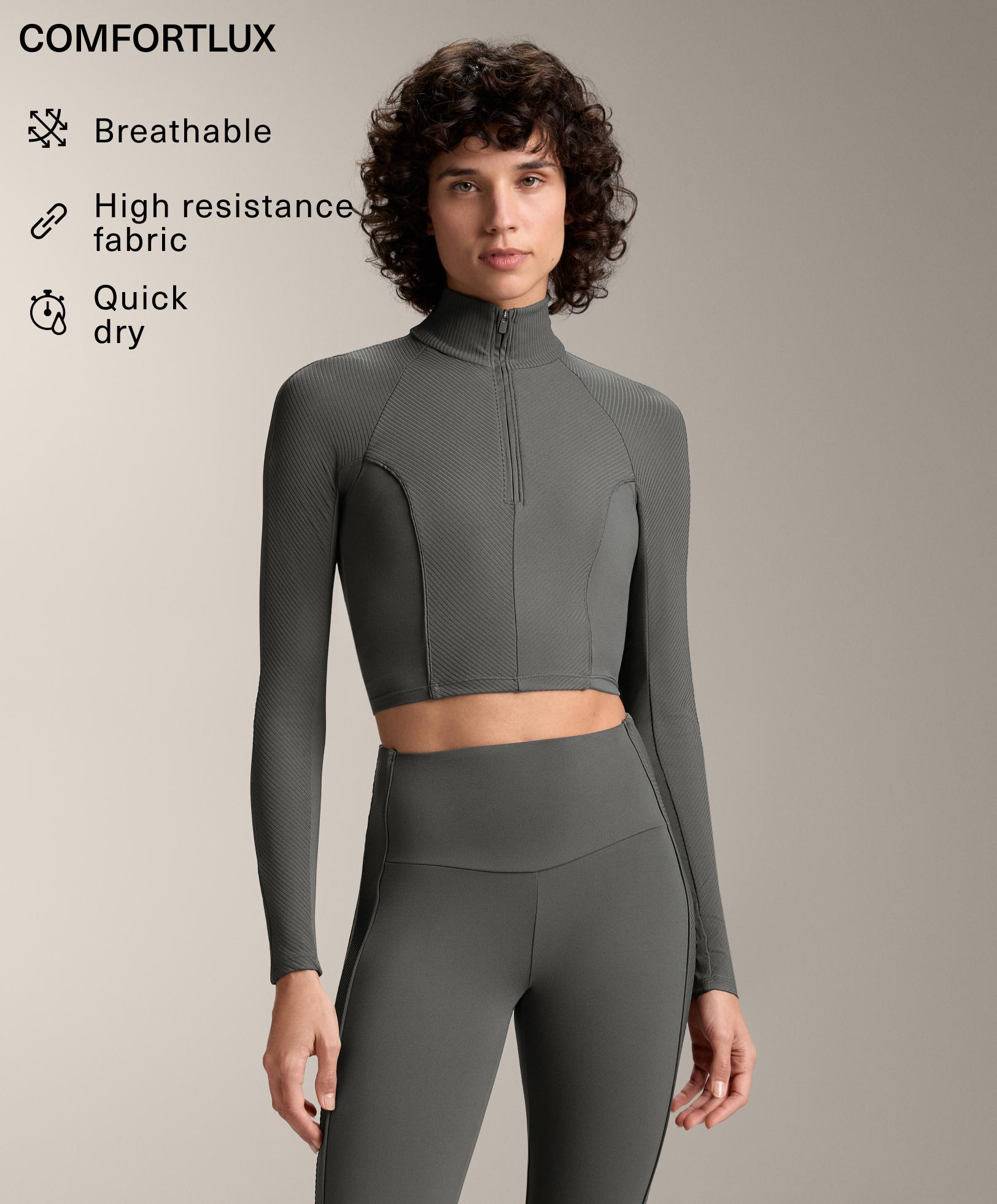 Tank top Comfortlux cu mânecă lungă și rib lateral