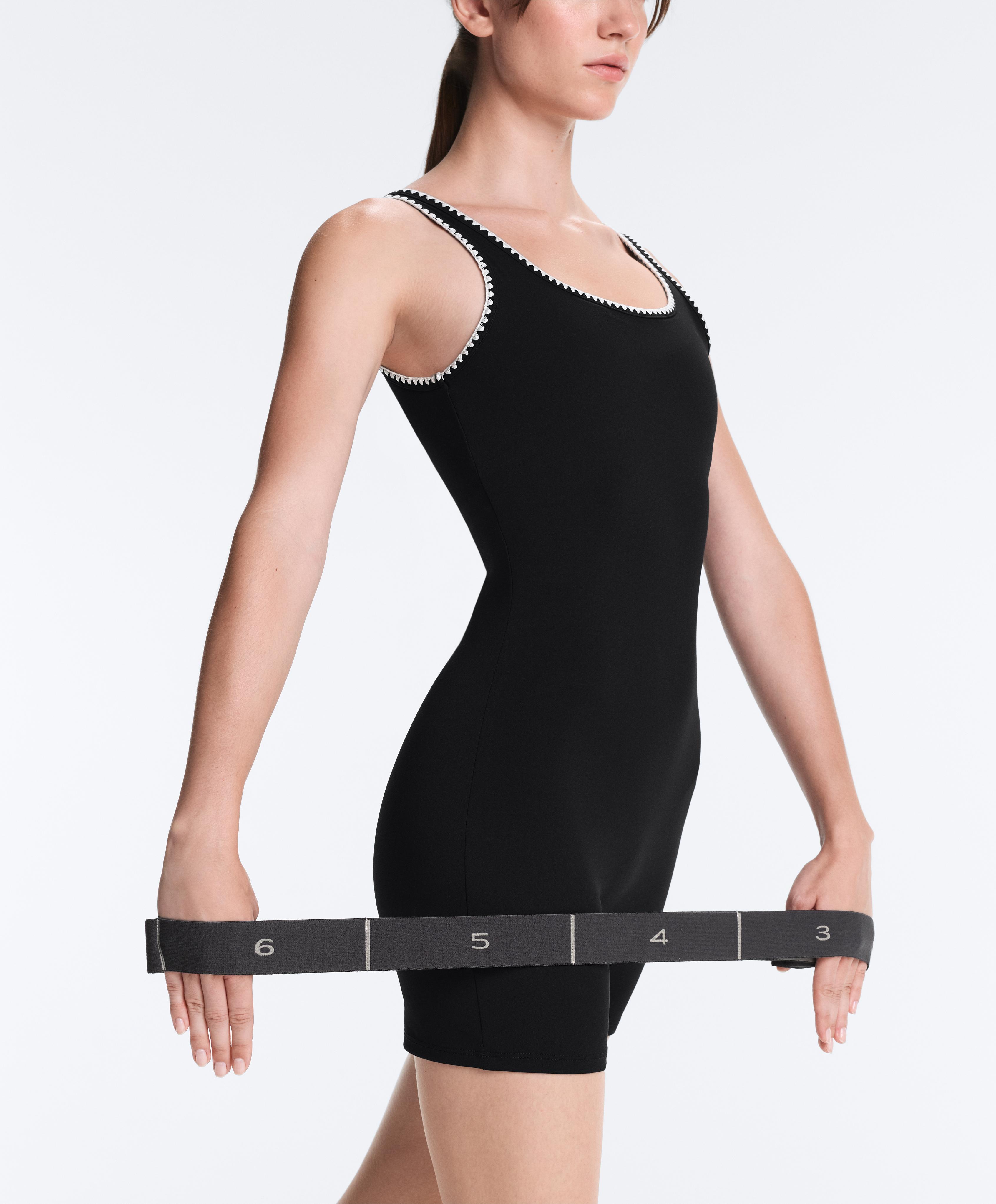 Contrast stitching Comfortlux short jumpsuit — BLACK