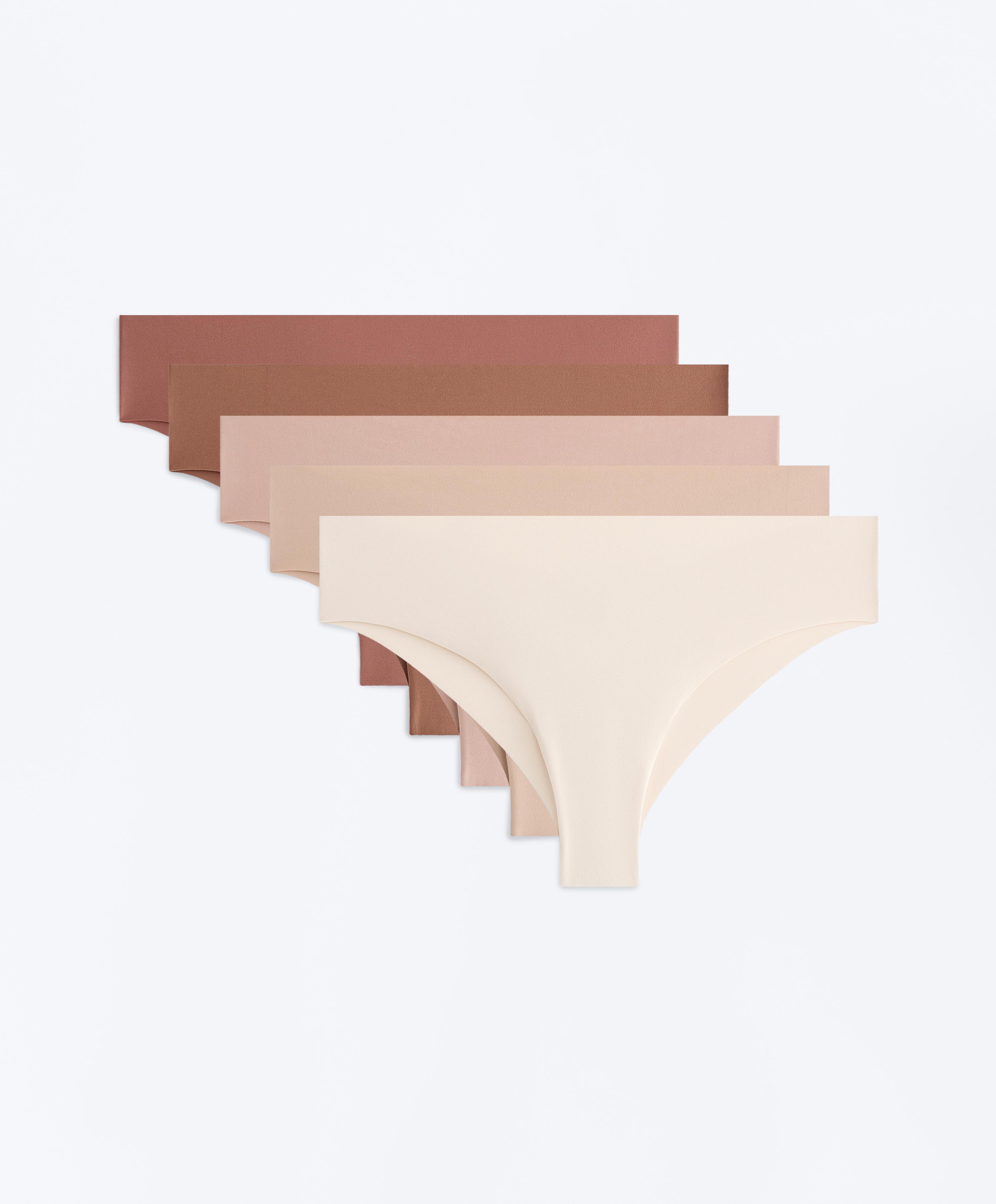 5 invisible polyamide blend Brazilian briefs — BEIGE
