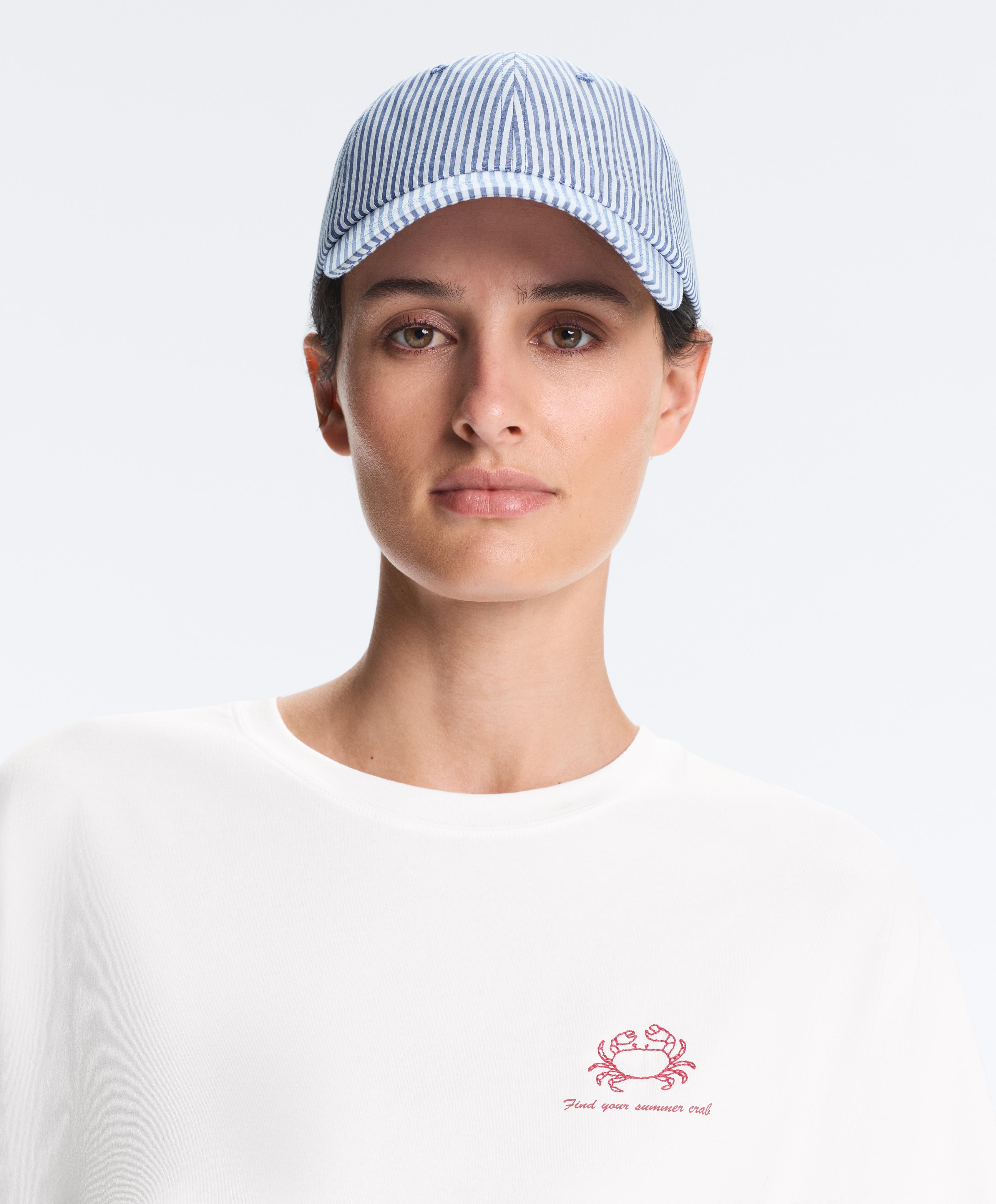 100% cotton striped cap — PALE BLUE