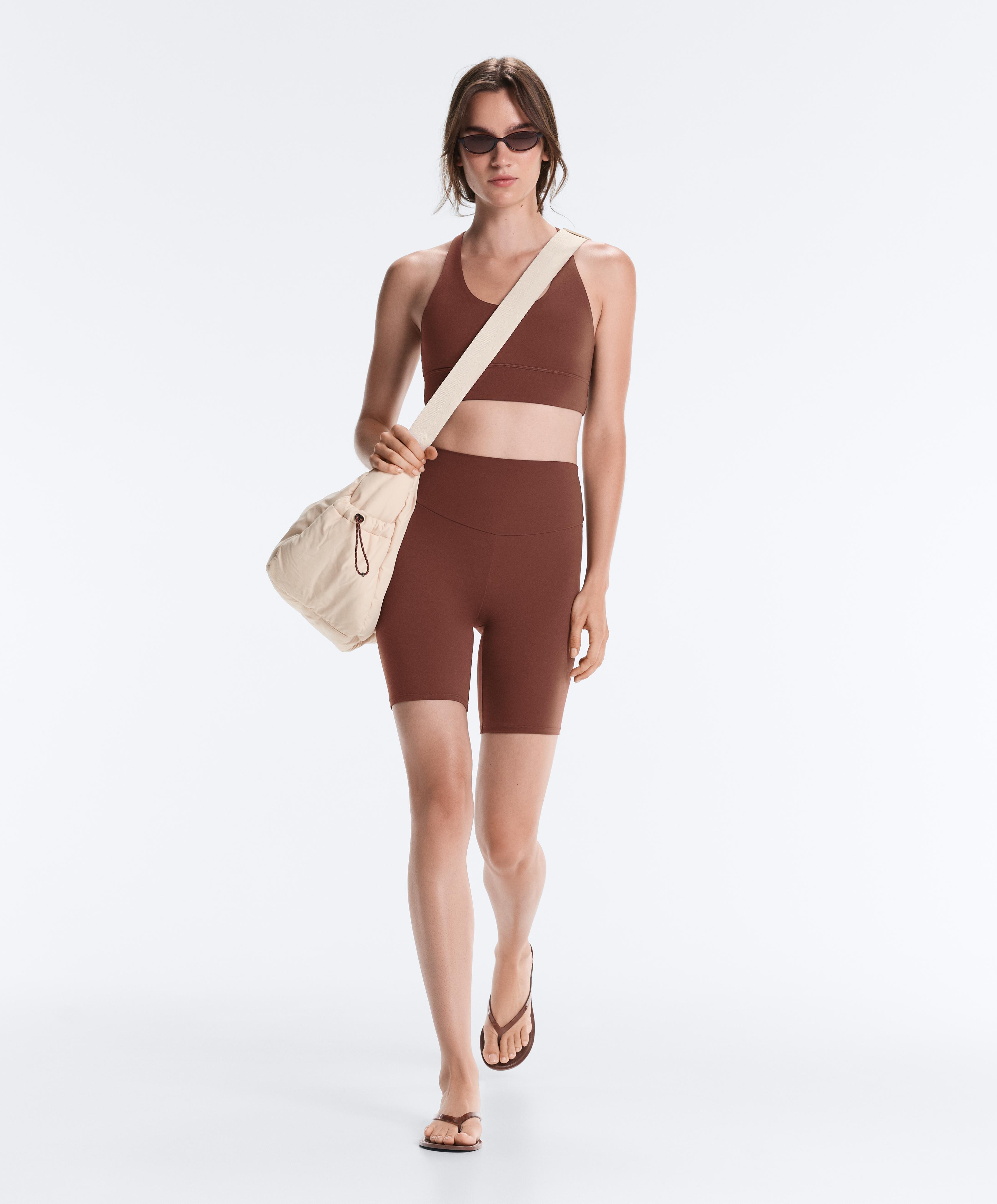 Comfortlux high-rise 20cm biker leggings — TERRACOTTA