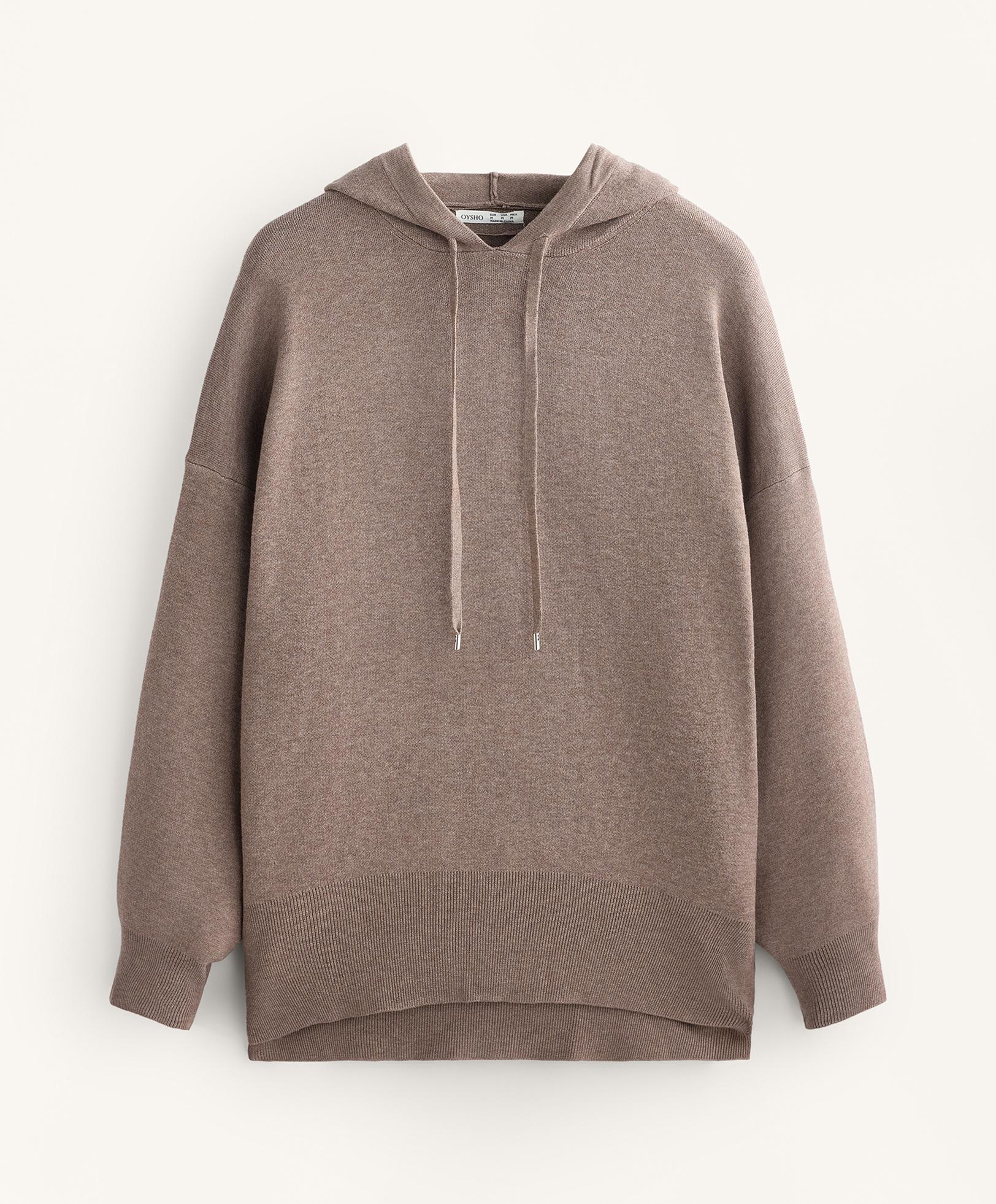 Long knit hooded jumper — PINK-MINK