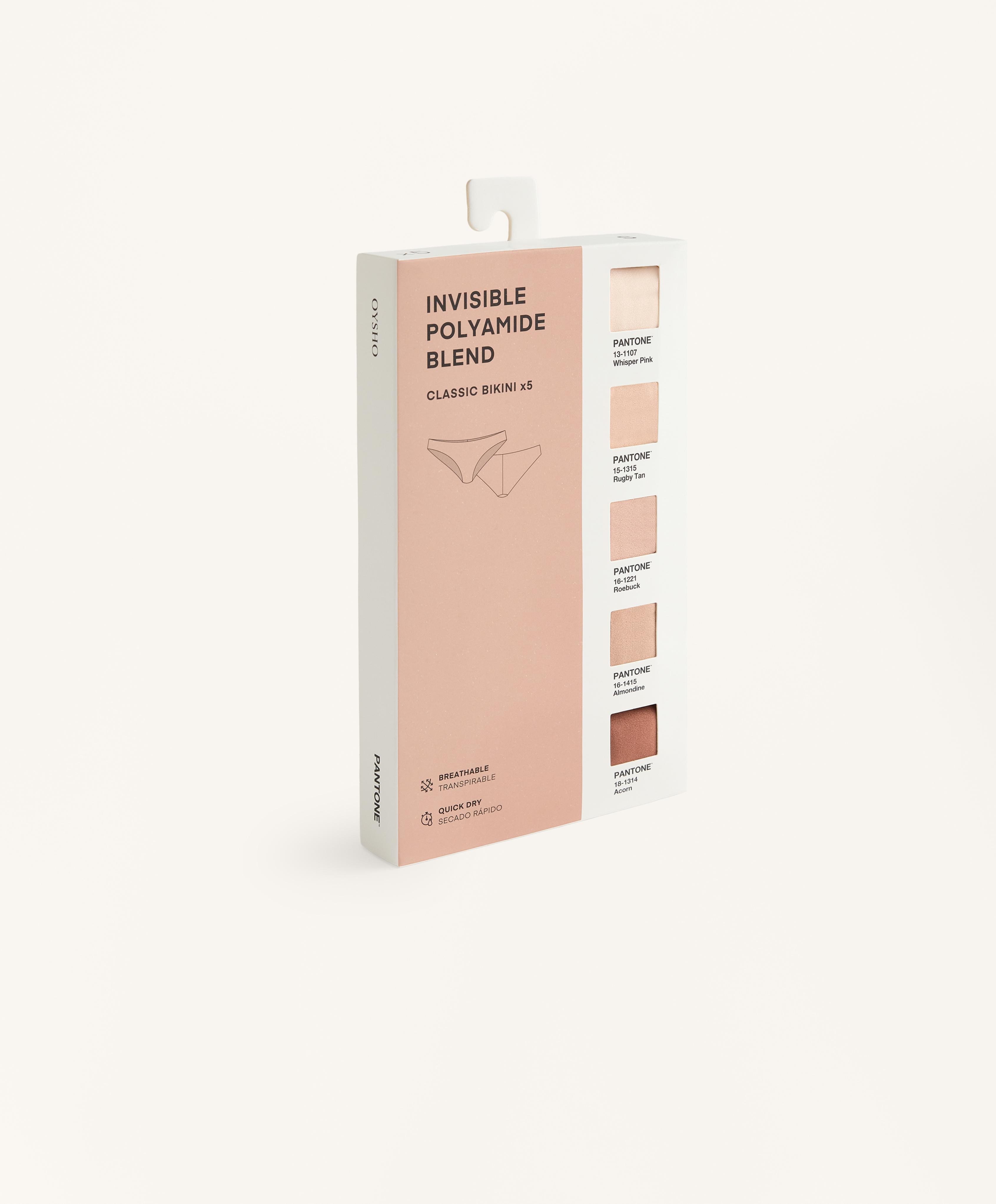 5 invisible polyamide blend PANTONE™ hipster briefs