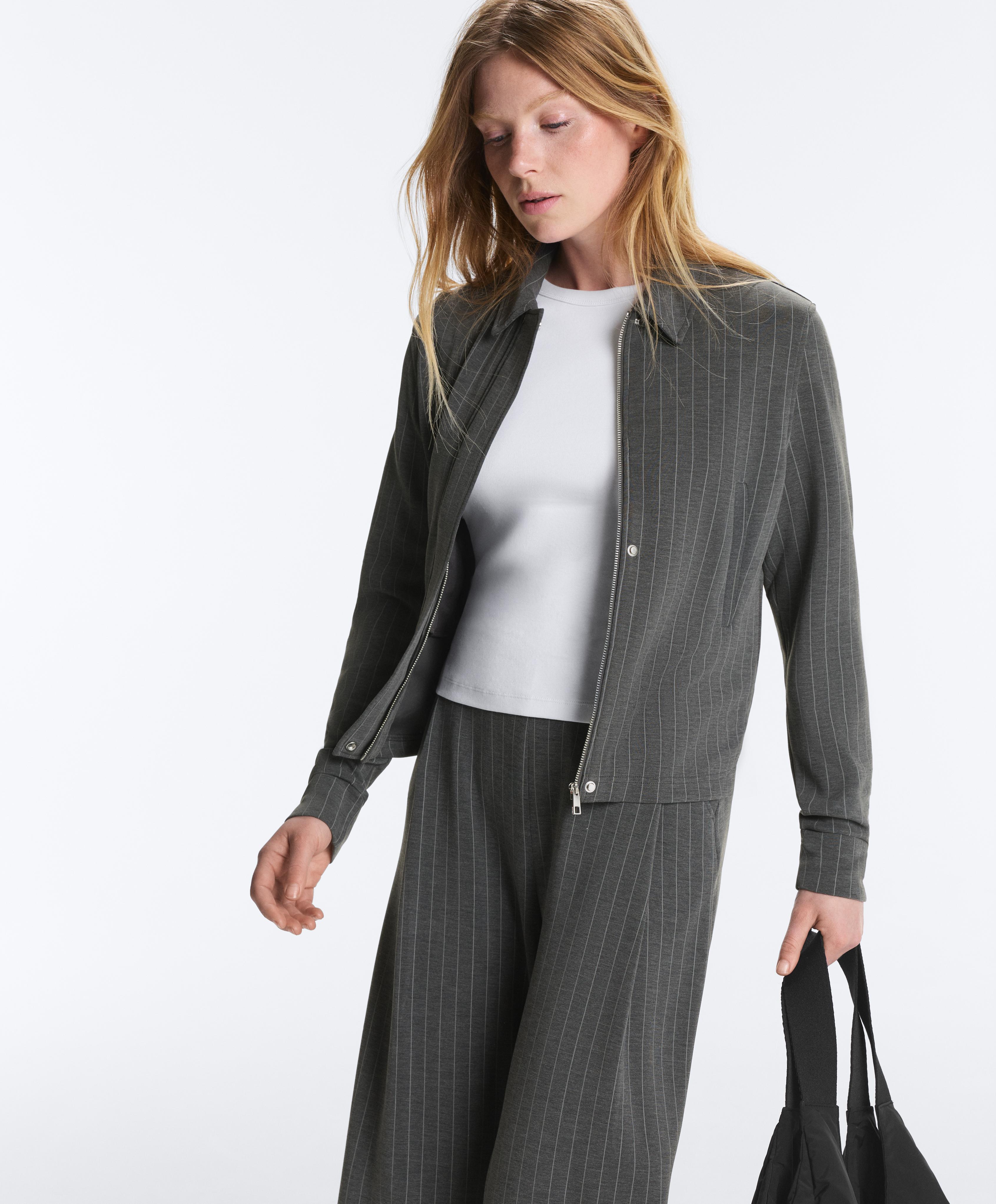 Soft-touch modal jacket with belt — DARK GREY