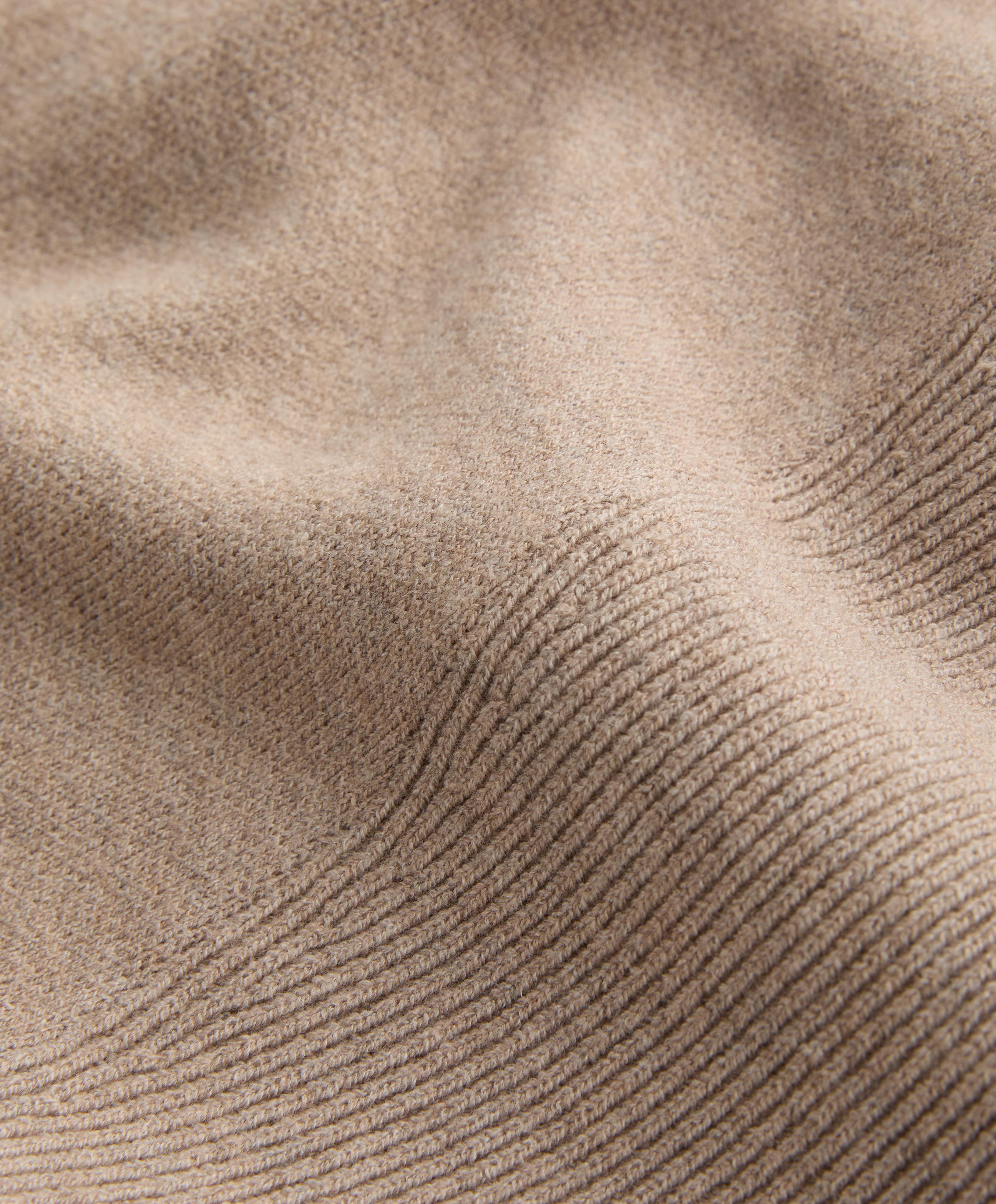 Rib collar knit jacket — SOFT MINK