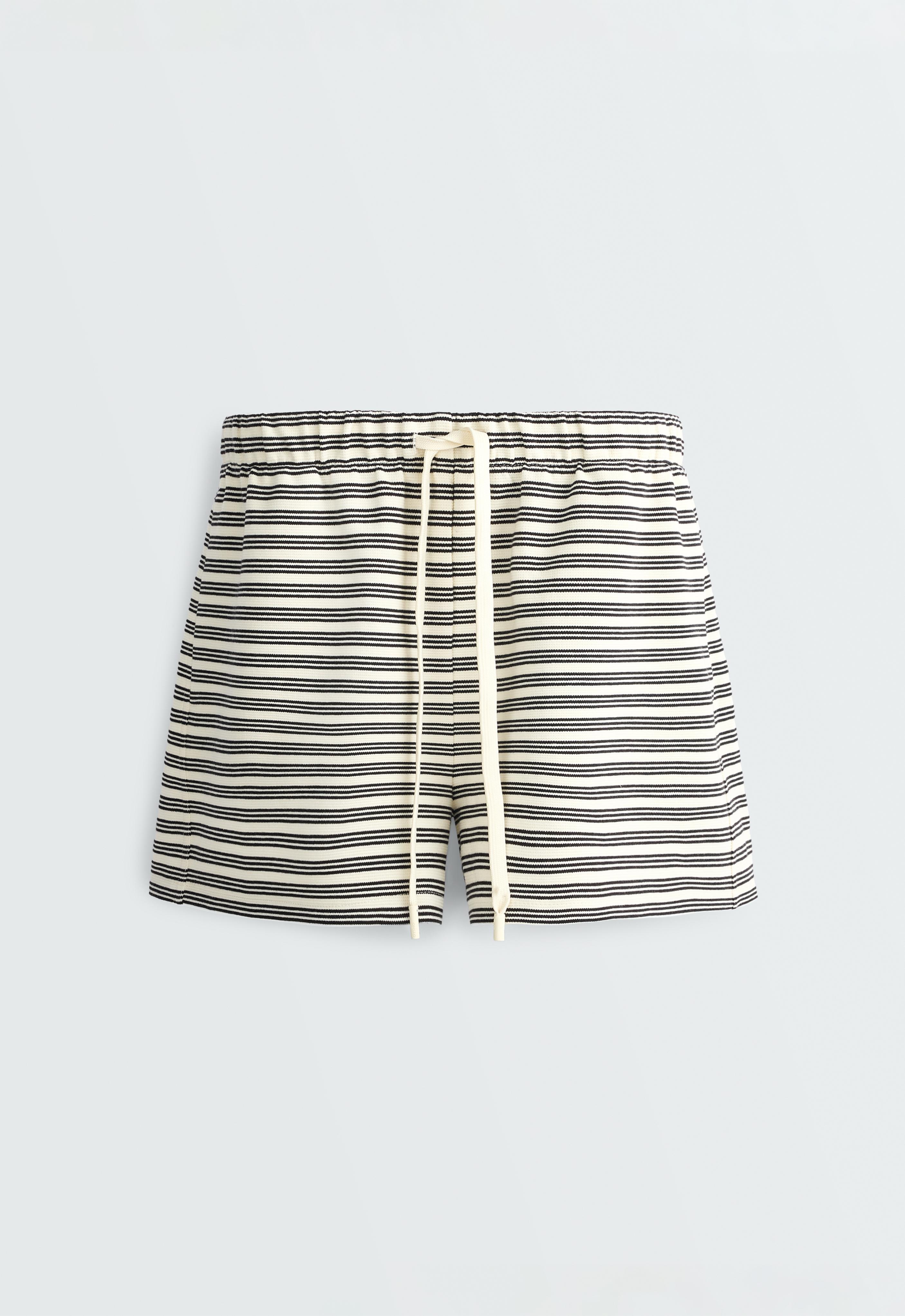 Cotton stripe shorts — PALE ECRU