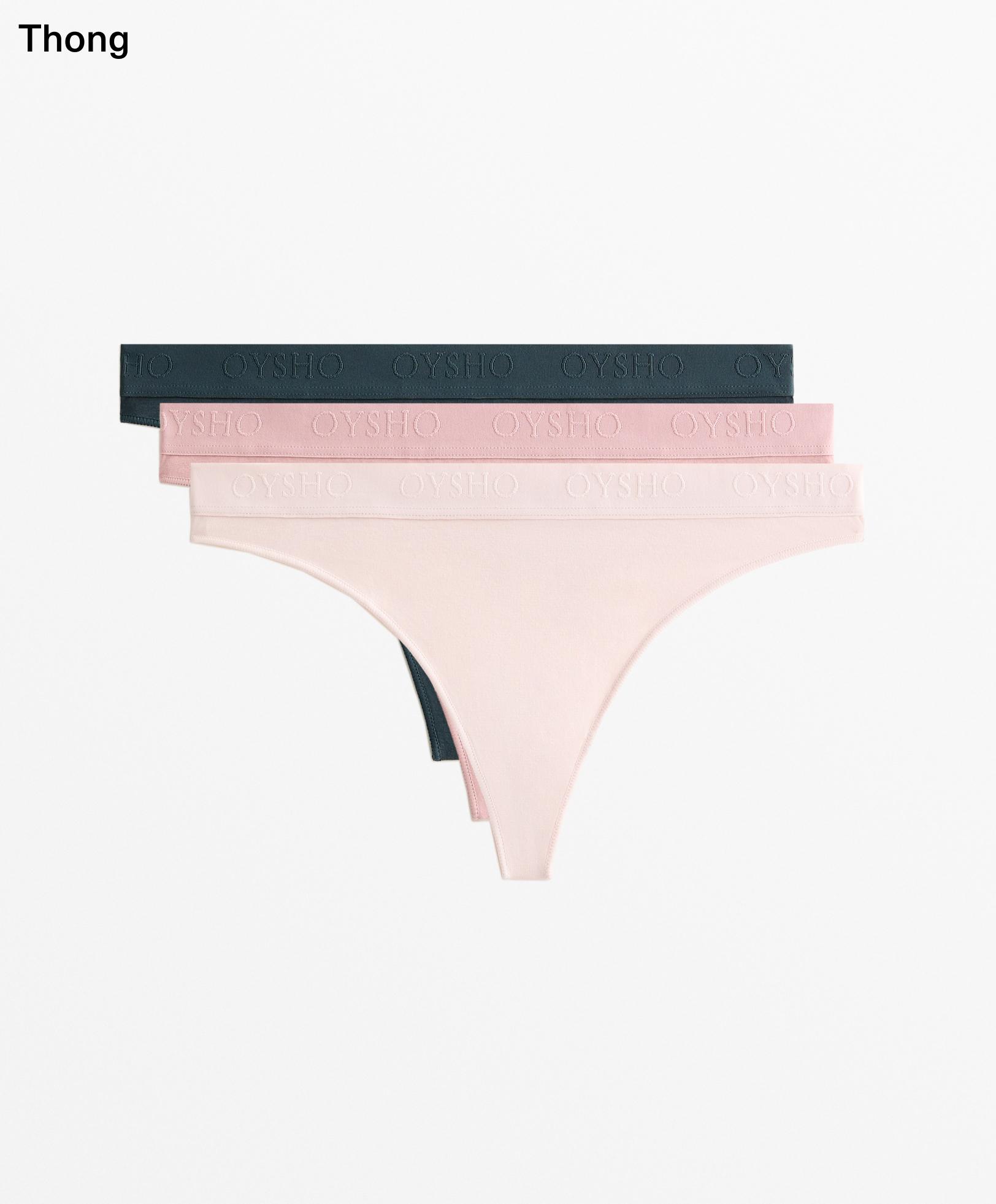 3 cotton blend thongs with logo - Sale