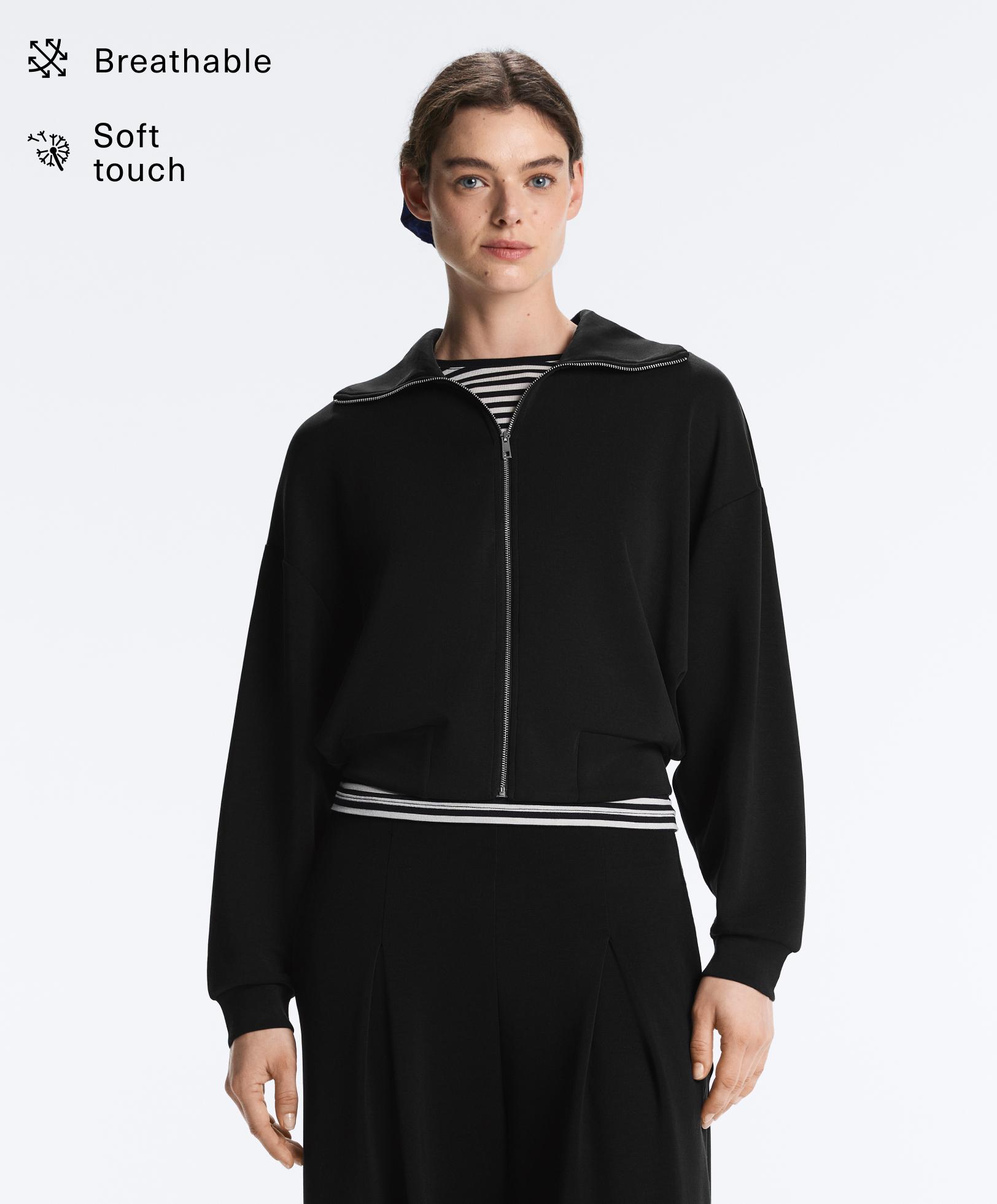 Boxy jacket with pleat and soft-touch modal