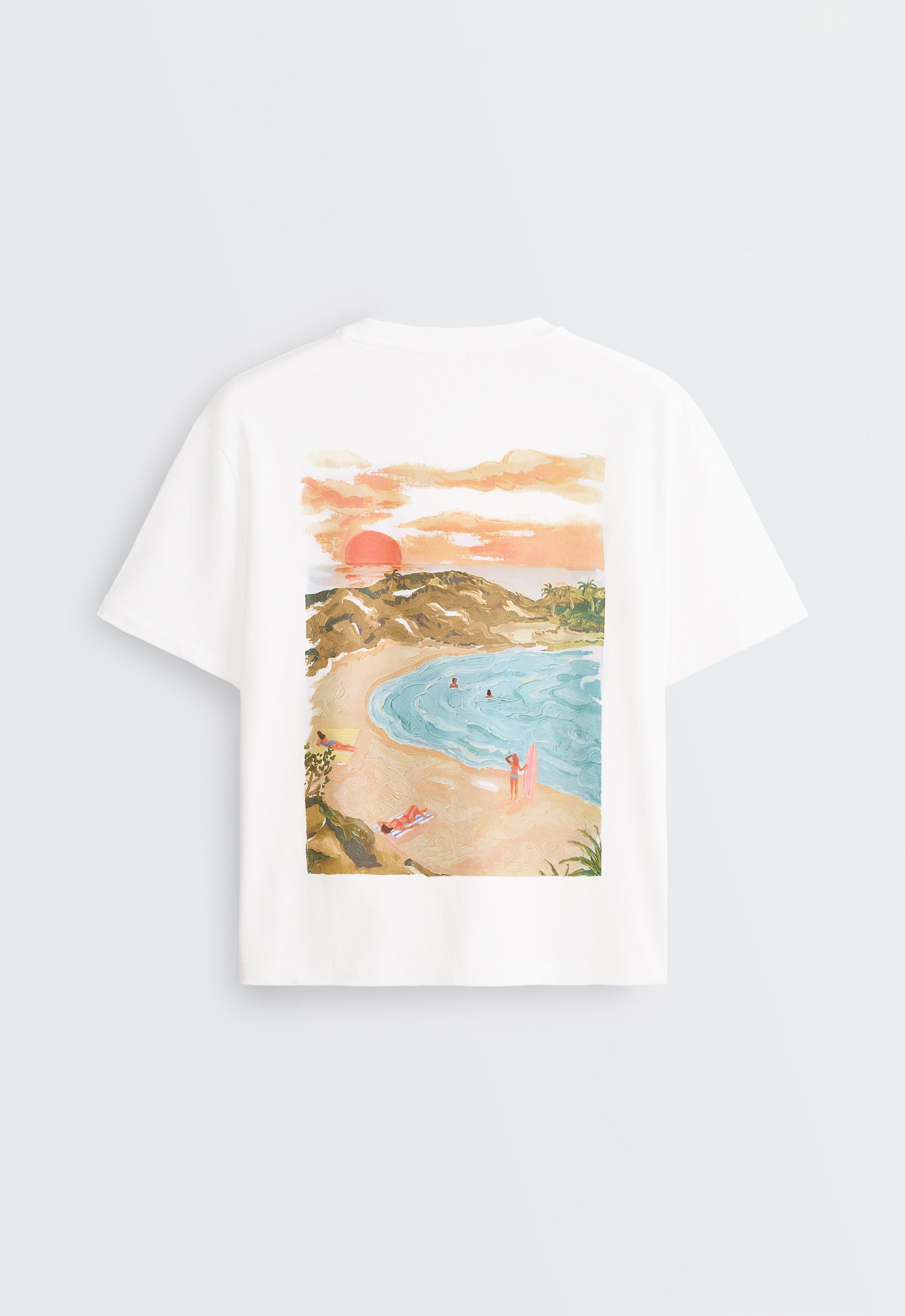Embroidered boxy cotton blend T-shirt — WHITE