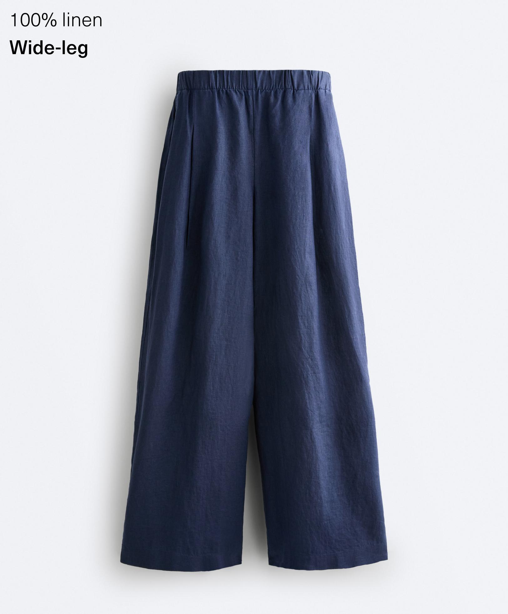 Pantalon wide leg 100&nbsp;% lin
