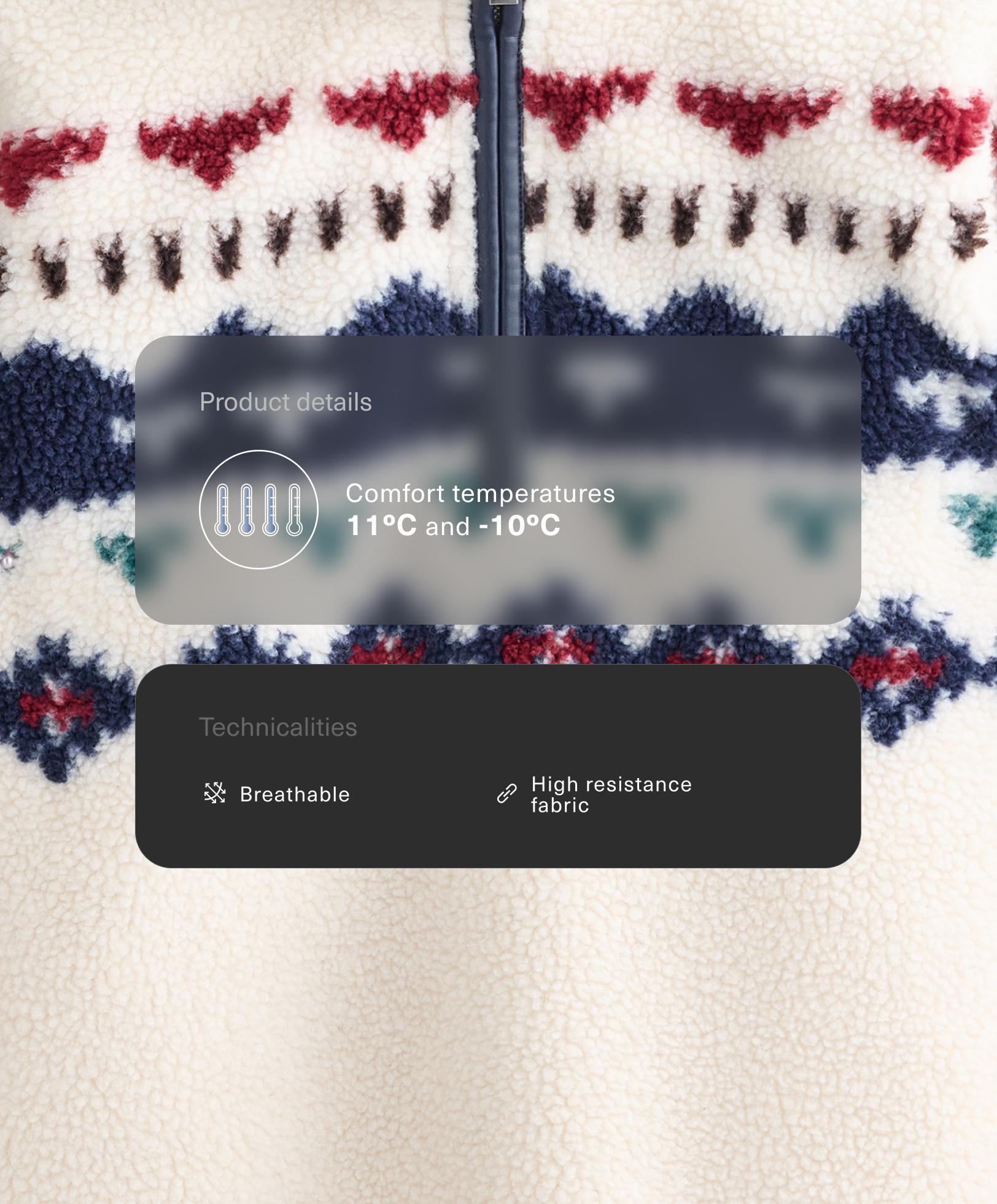 Faux-shearling sweatshirt with geometric detail - Sale