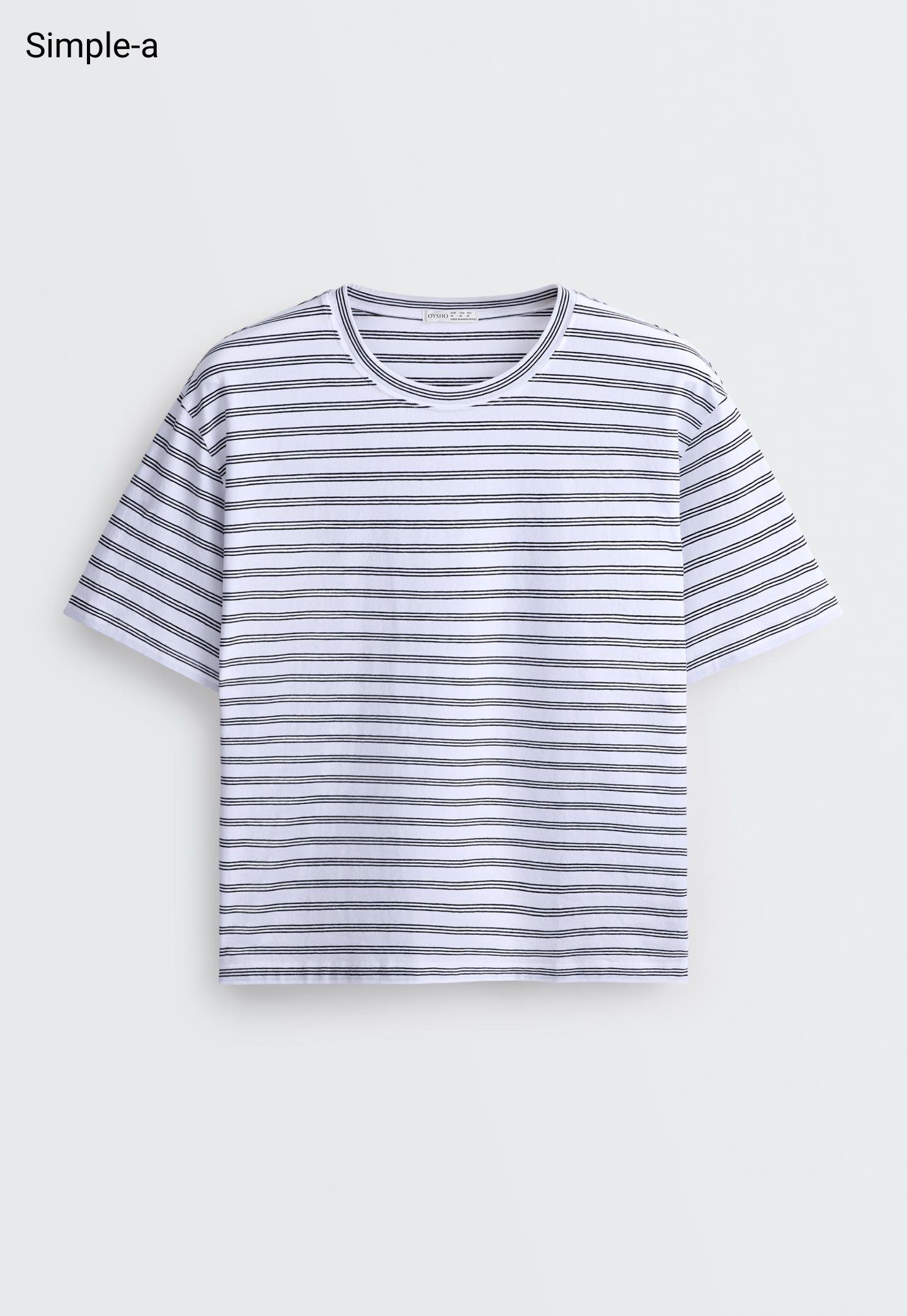 Boxy short-sleeved striped cotton-blend T-shirt — BLACK