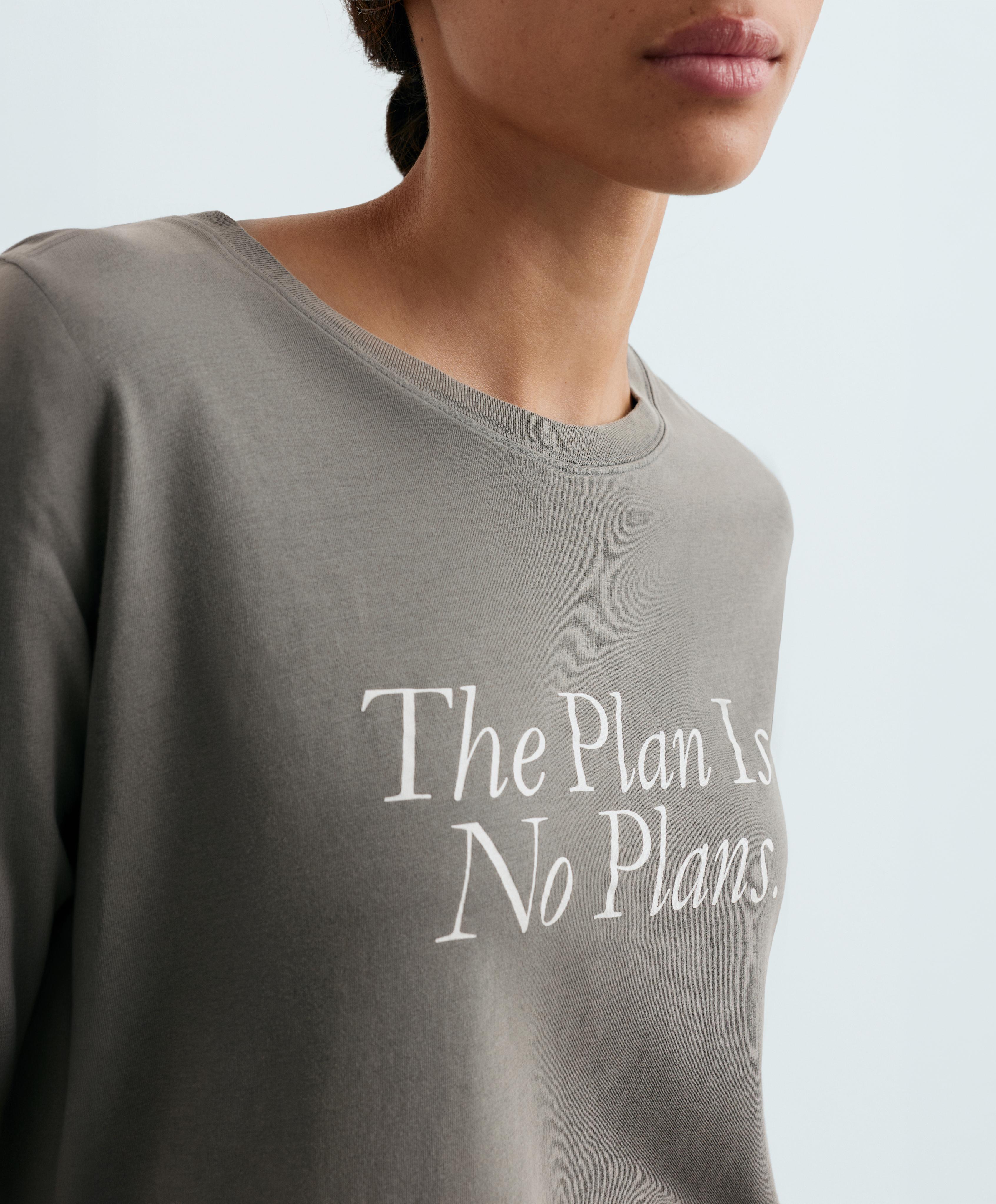Boxy short-sleeved cotton blend T-shirt with slogan — CHARCOAL GREY