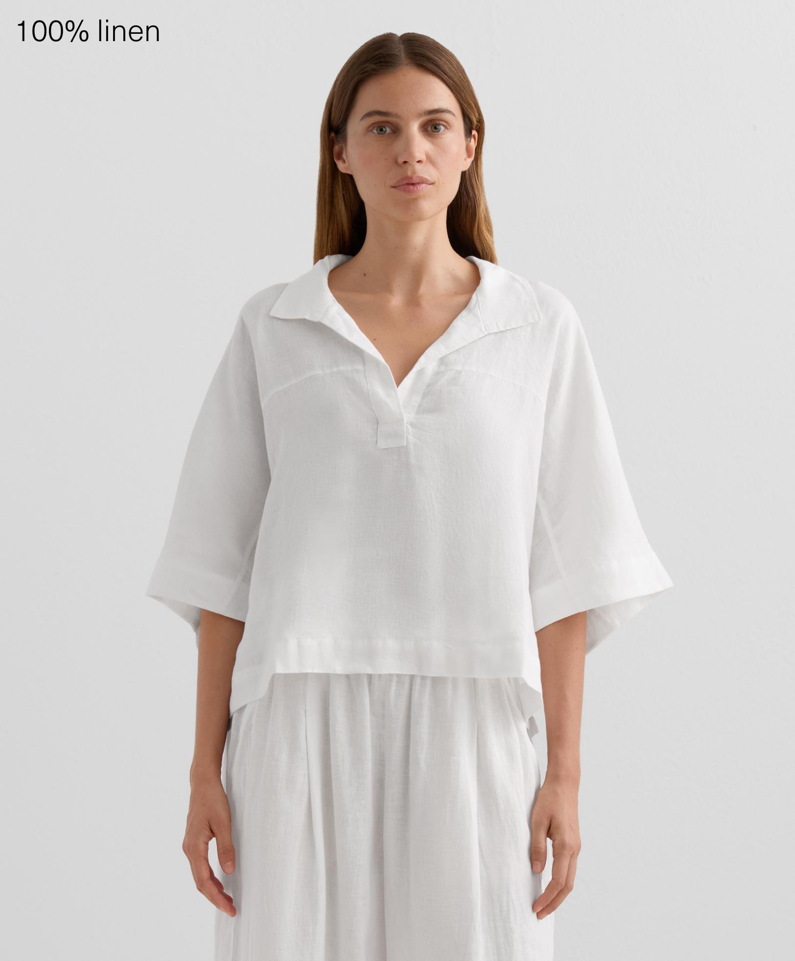 Oversized short sleeve 100% linen shirt