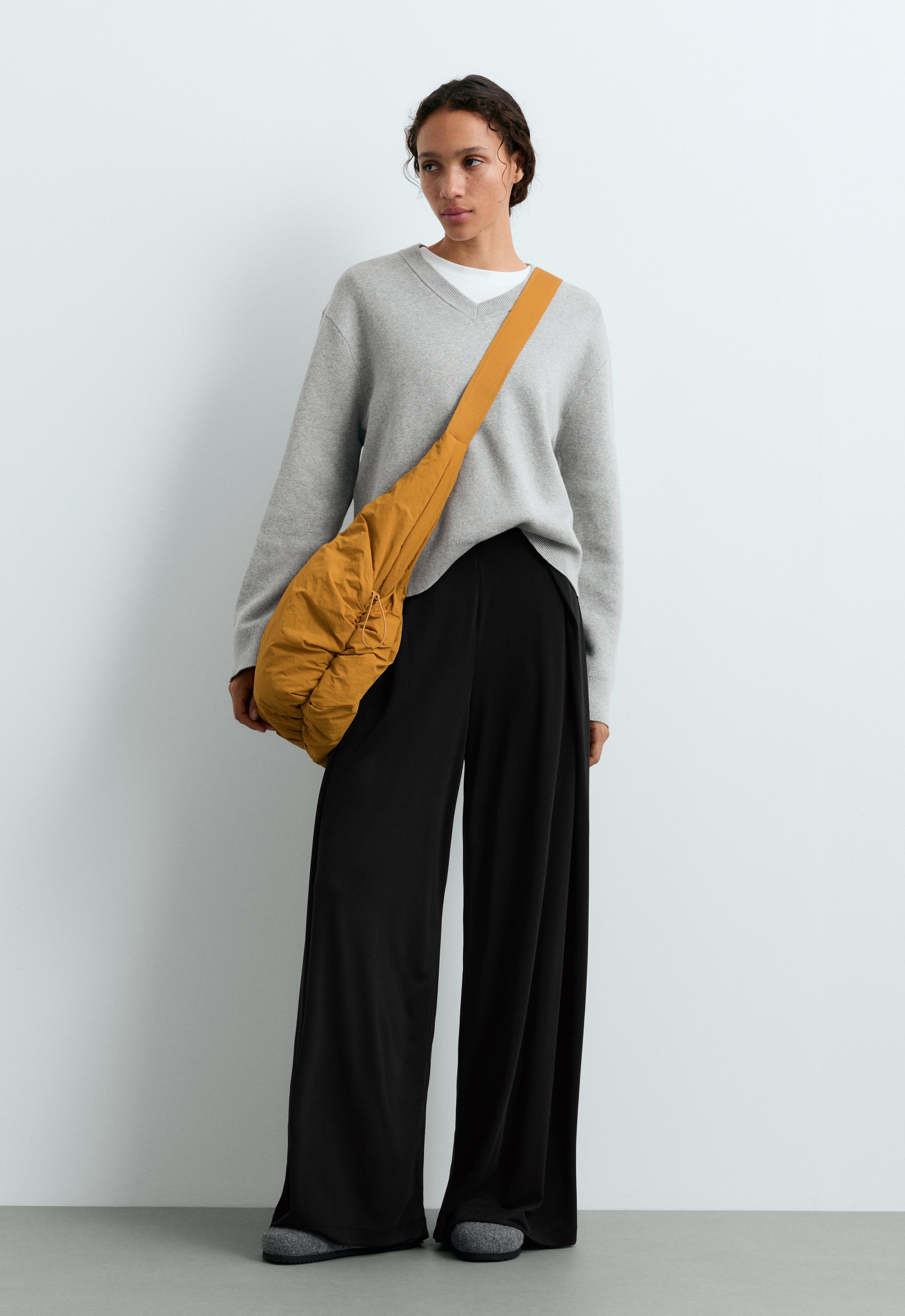 Modal blend straight-leg trousers with side pleat