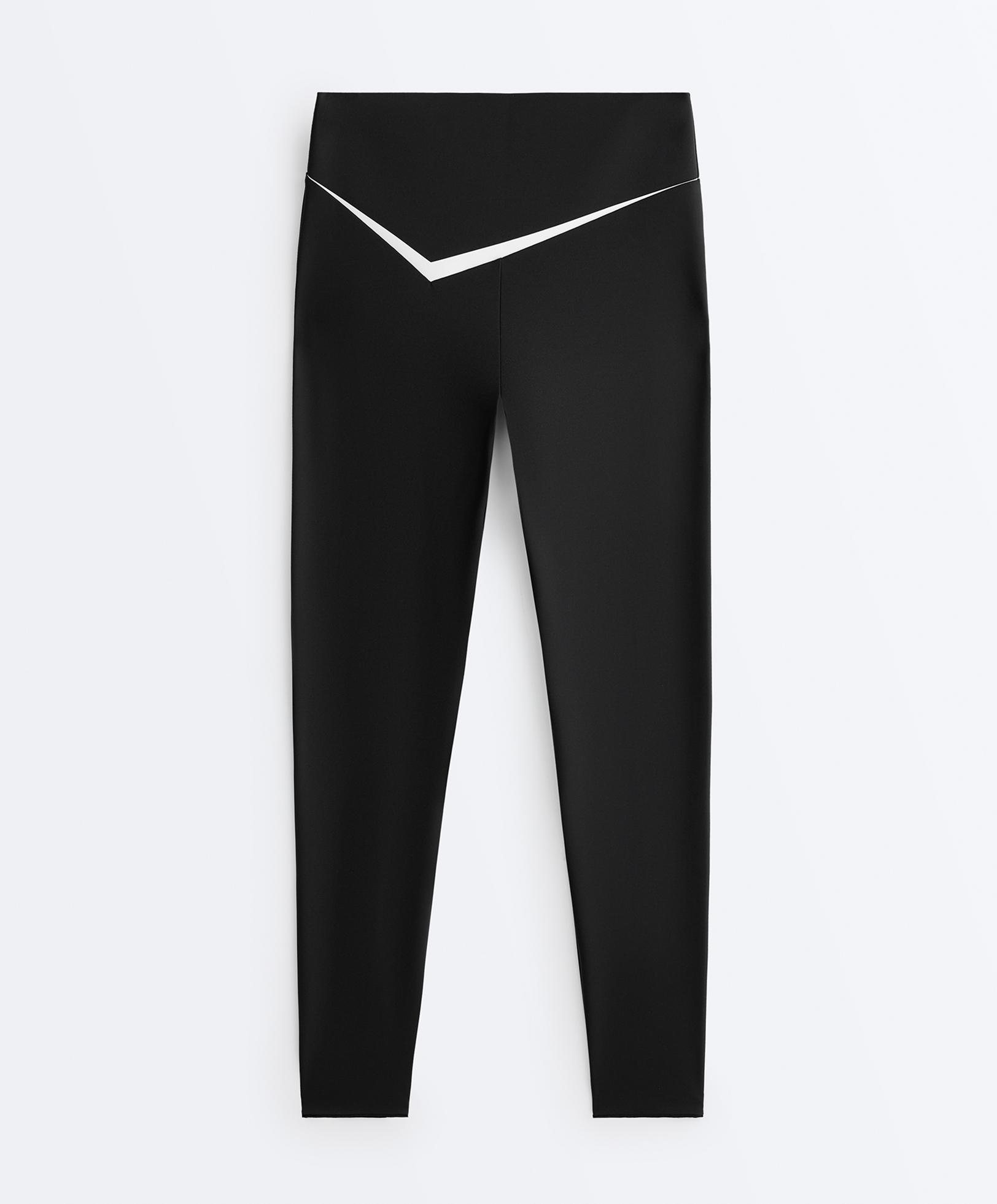 Perfect-adapt high rise ankle-length leggings with contrast detail — BLACK