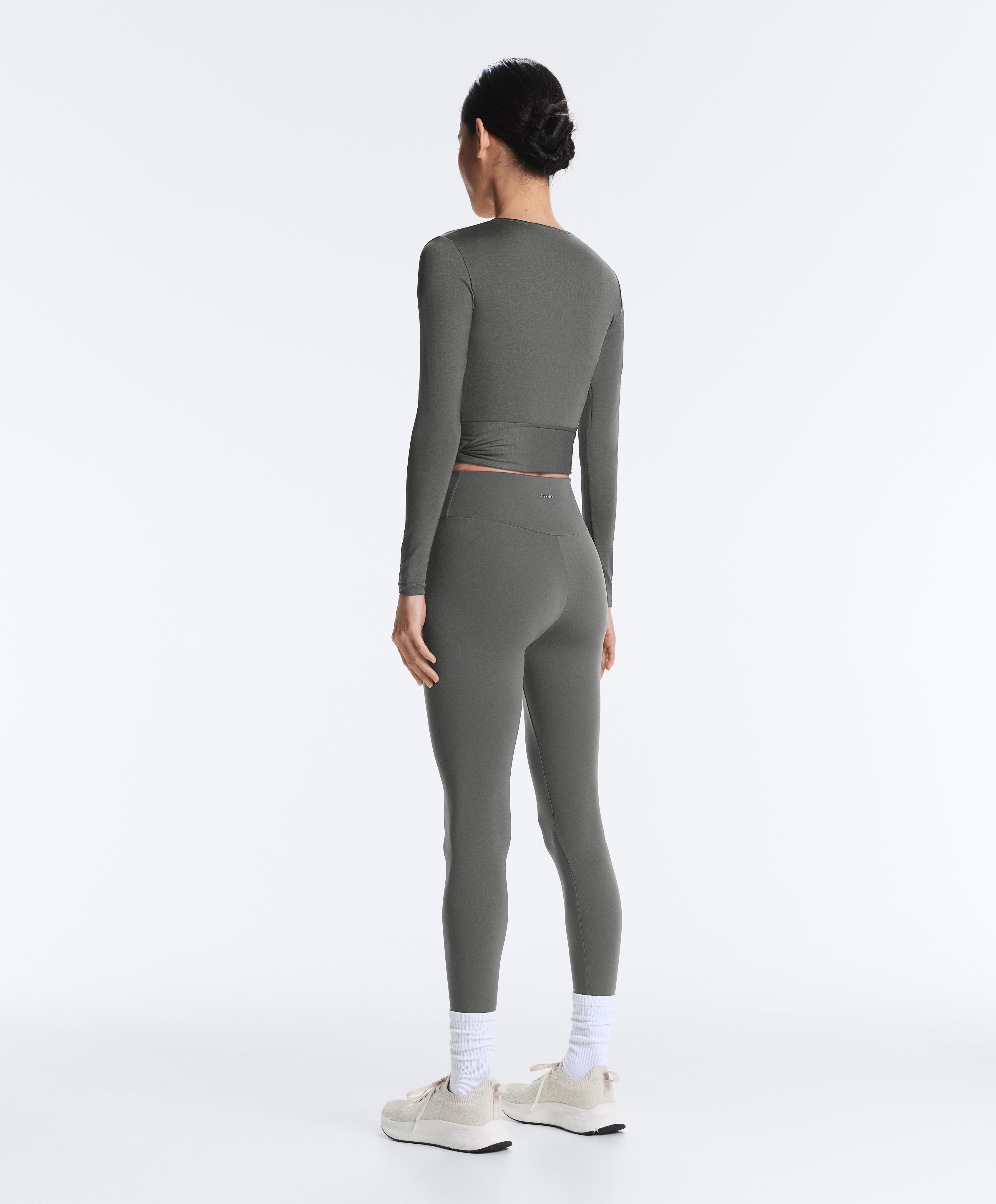 Lyocell blend wrap T-shirt — MID GREY