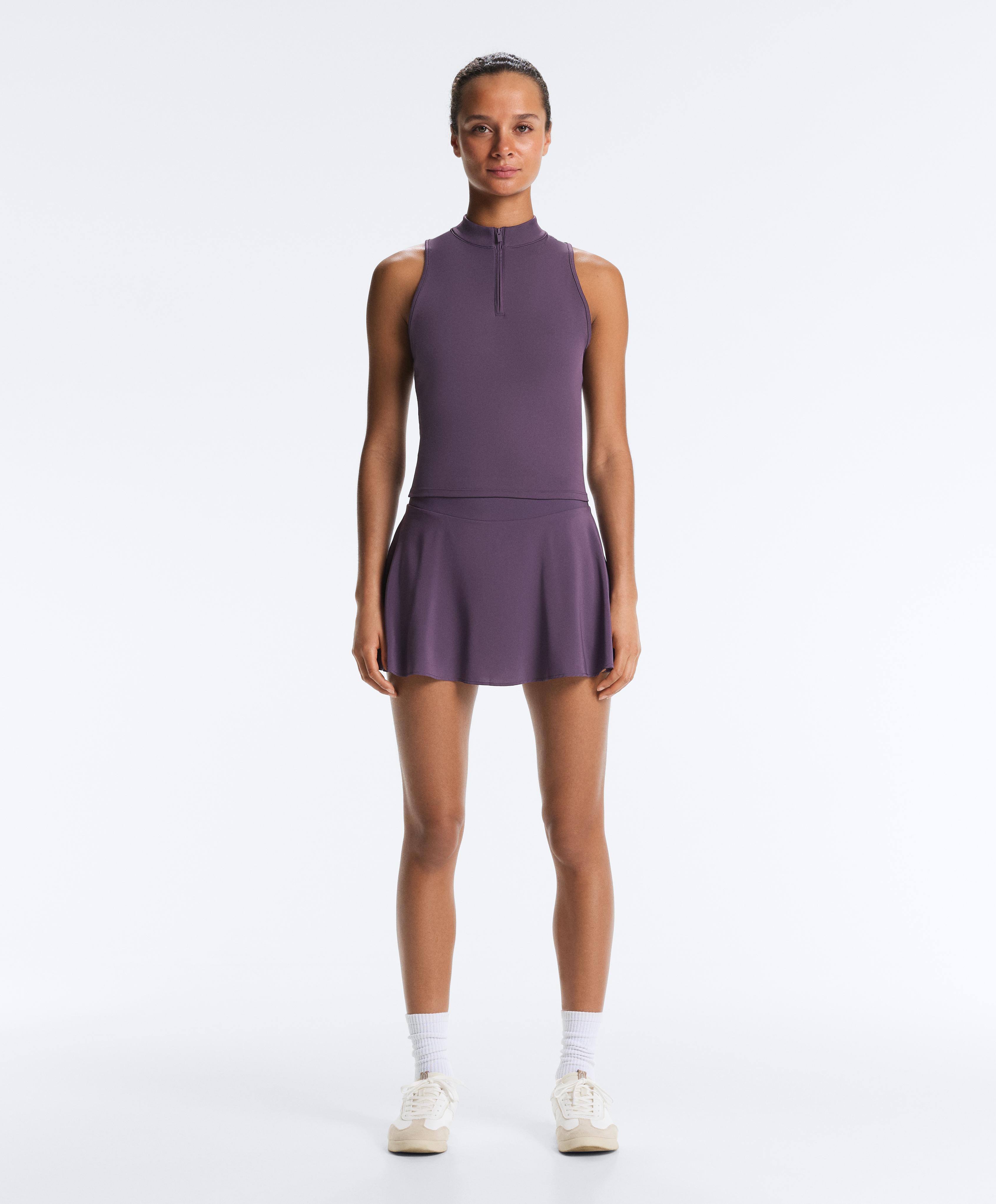 Half-zip sleeveless top — WASHED PURPLE