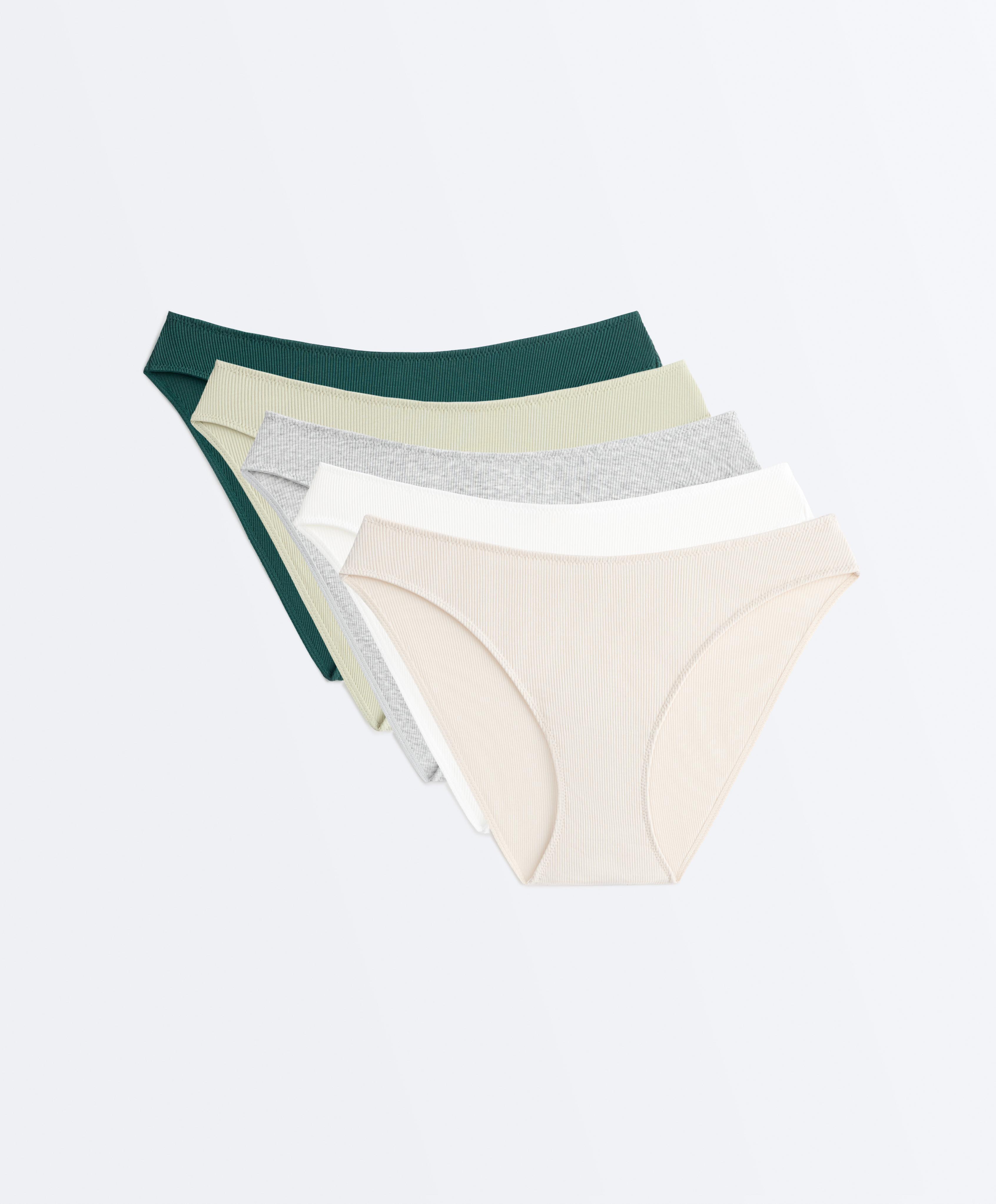 5 cotton rib U-cut classic briefs — MID KHAKI