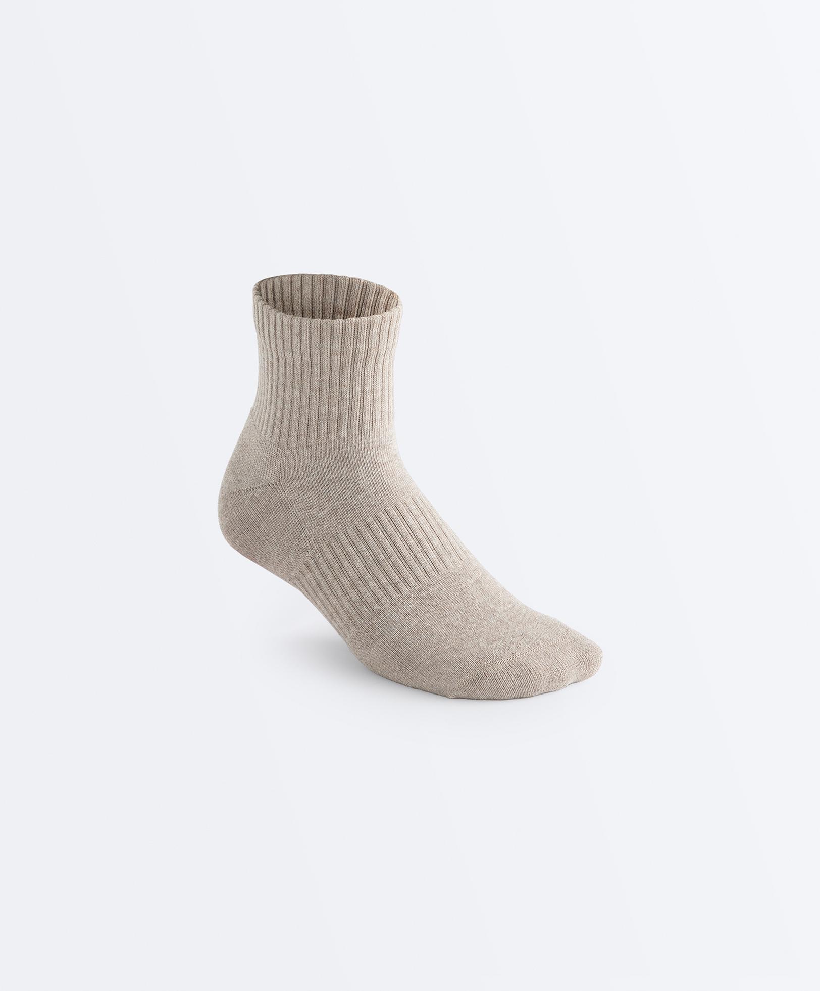 3 pairs of quarter socks with cotton — TAN MELANGE