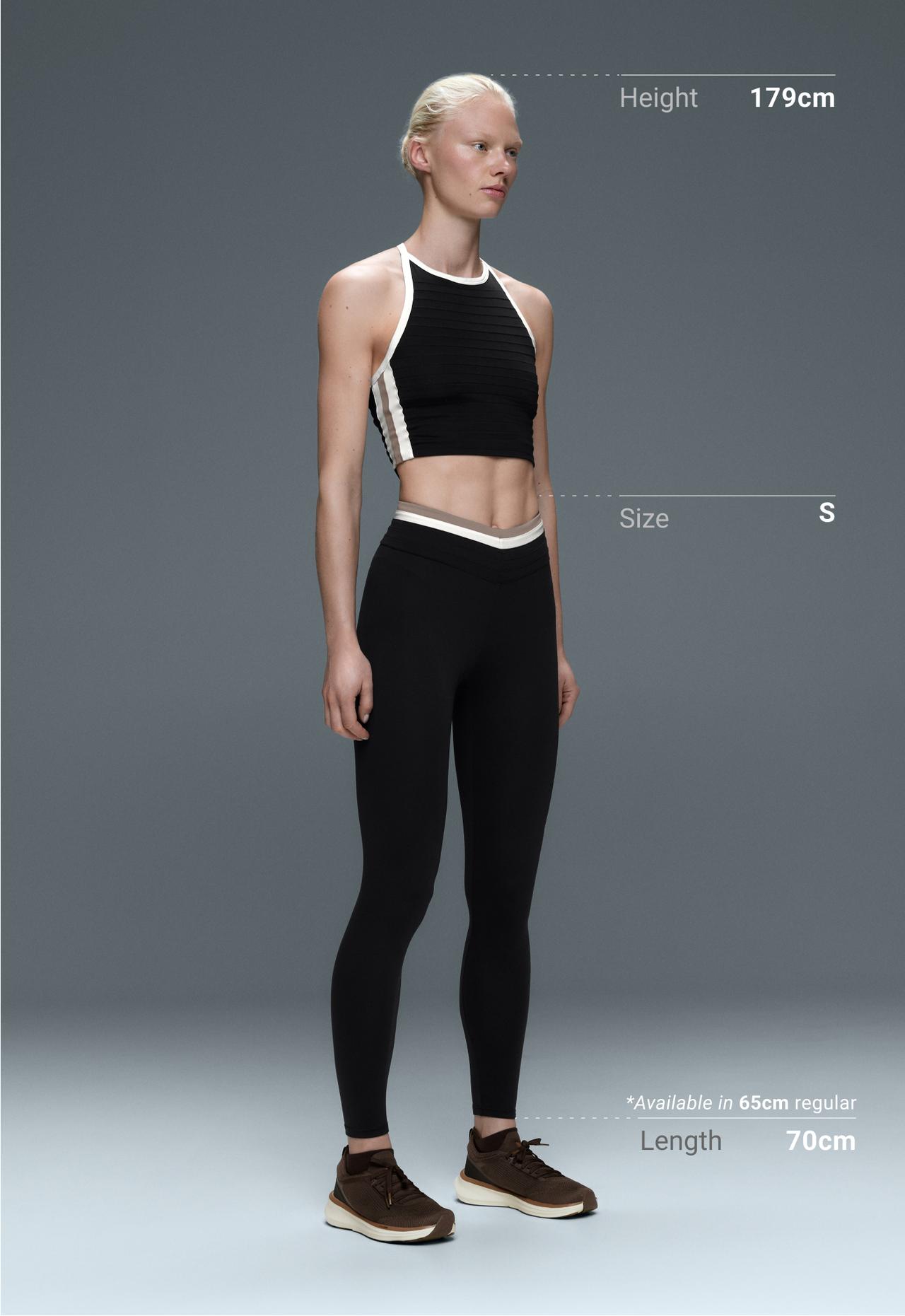 Comfortlux ankle-length high rise block leggings — BLACK