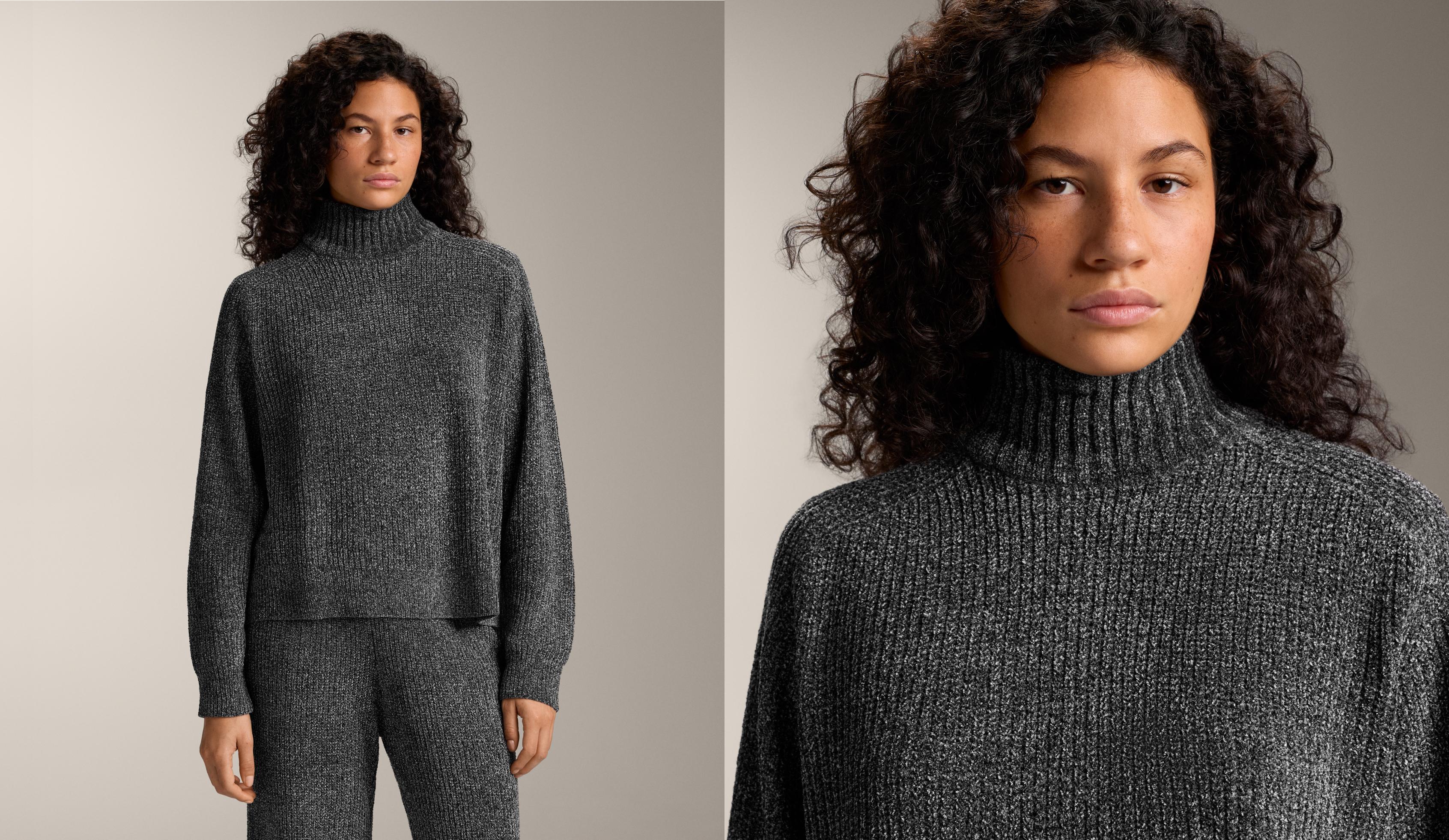 Pull maille torsadée à col montant