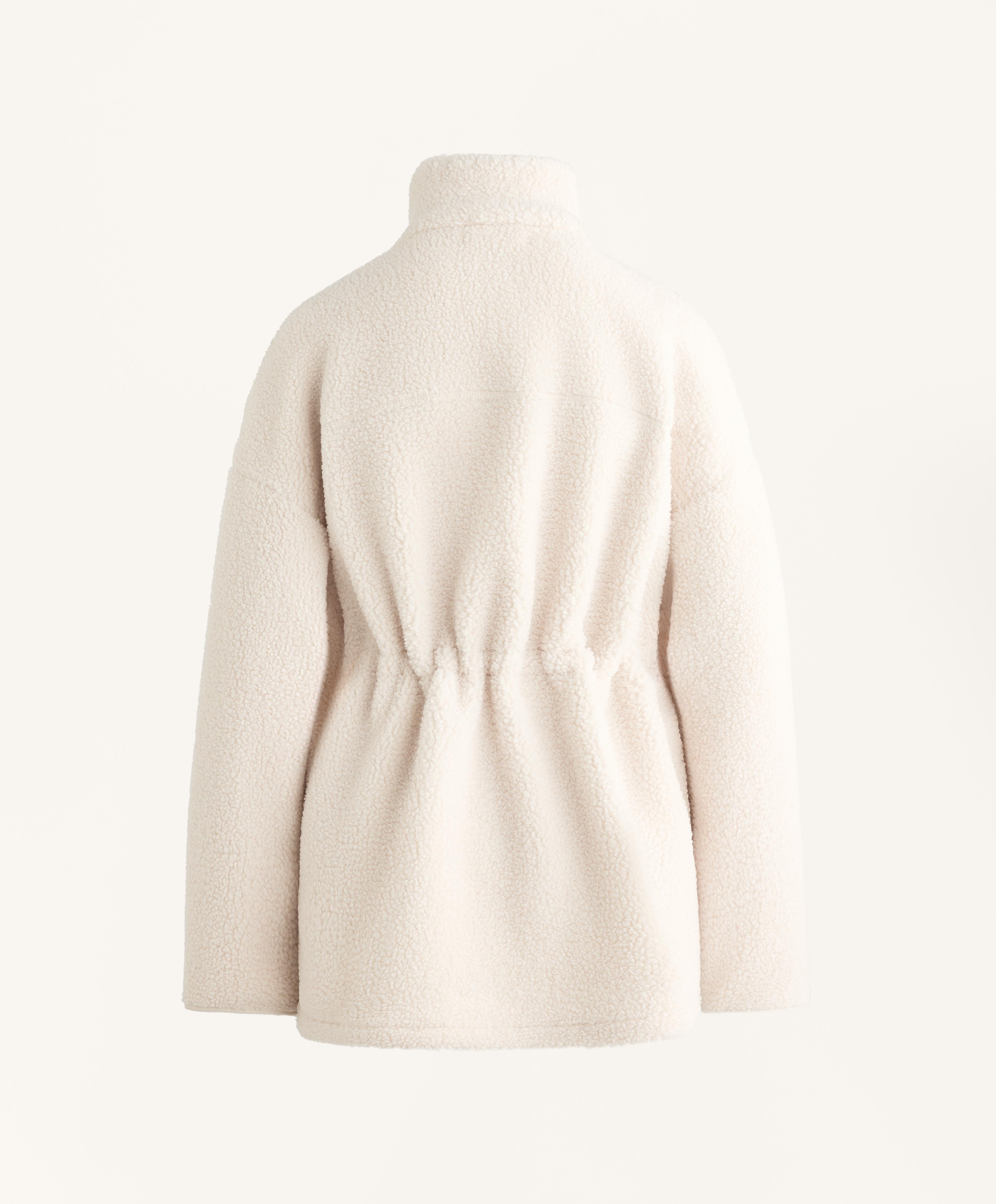 Adjustable waist faux-shearling jacket — ECRU