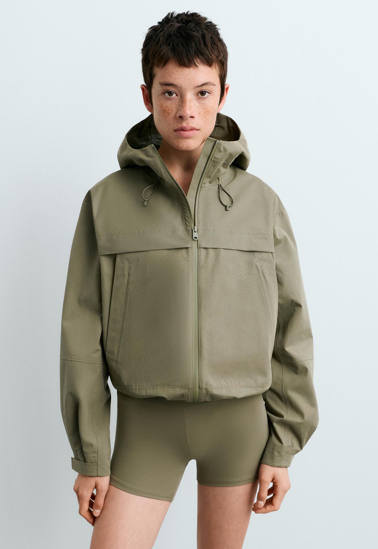 Short 10k waterproof canvas technical jacket — DARK KHAKI