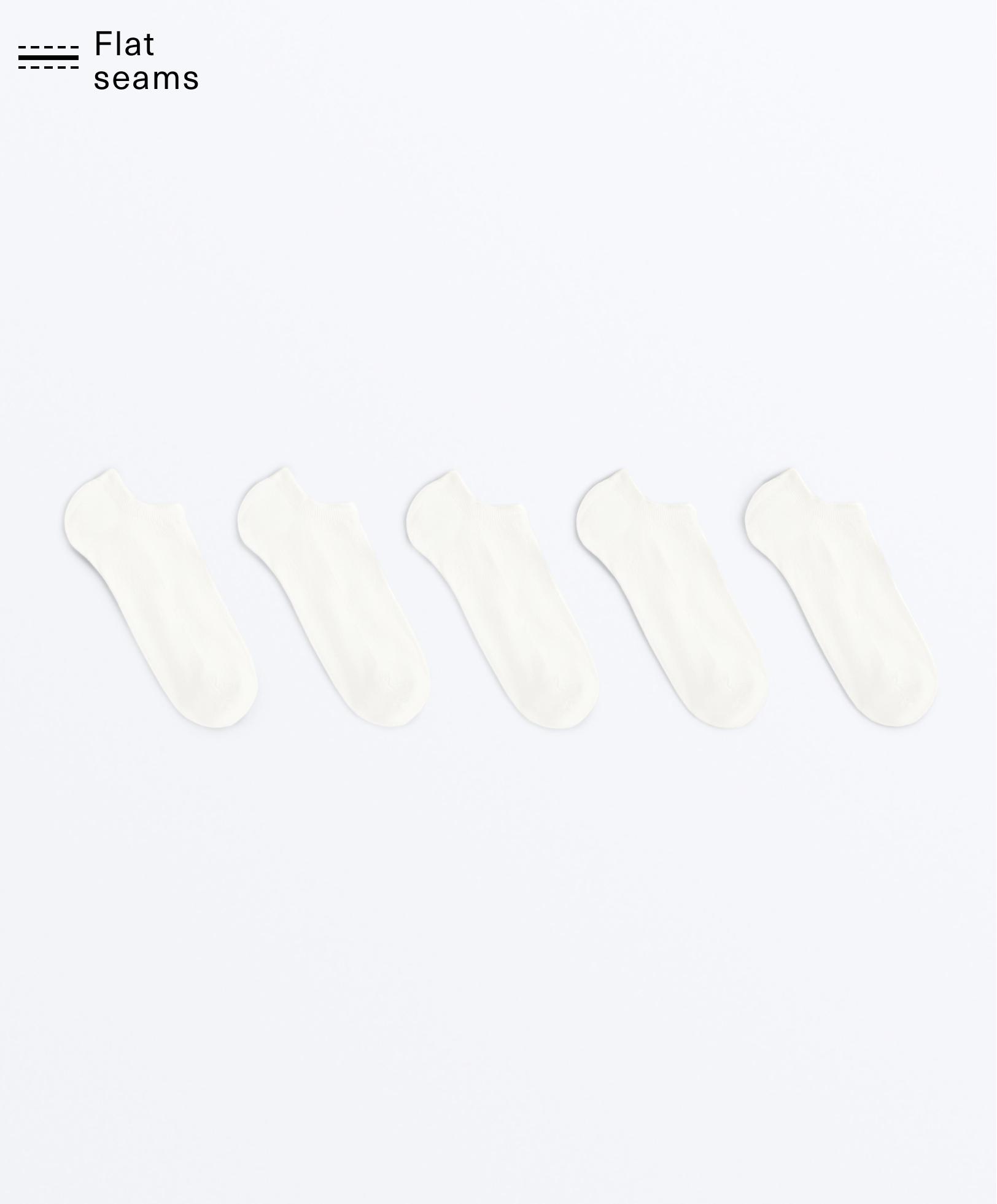 5 pairs of cotton blend sneaker socks — PALE ECRU